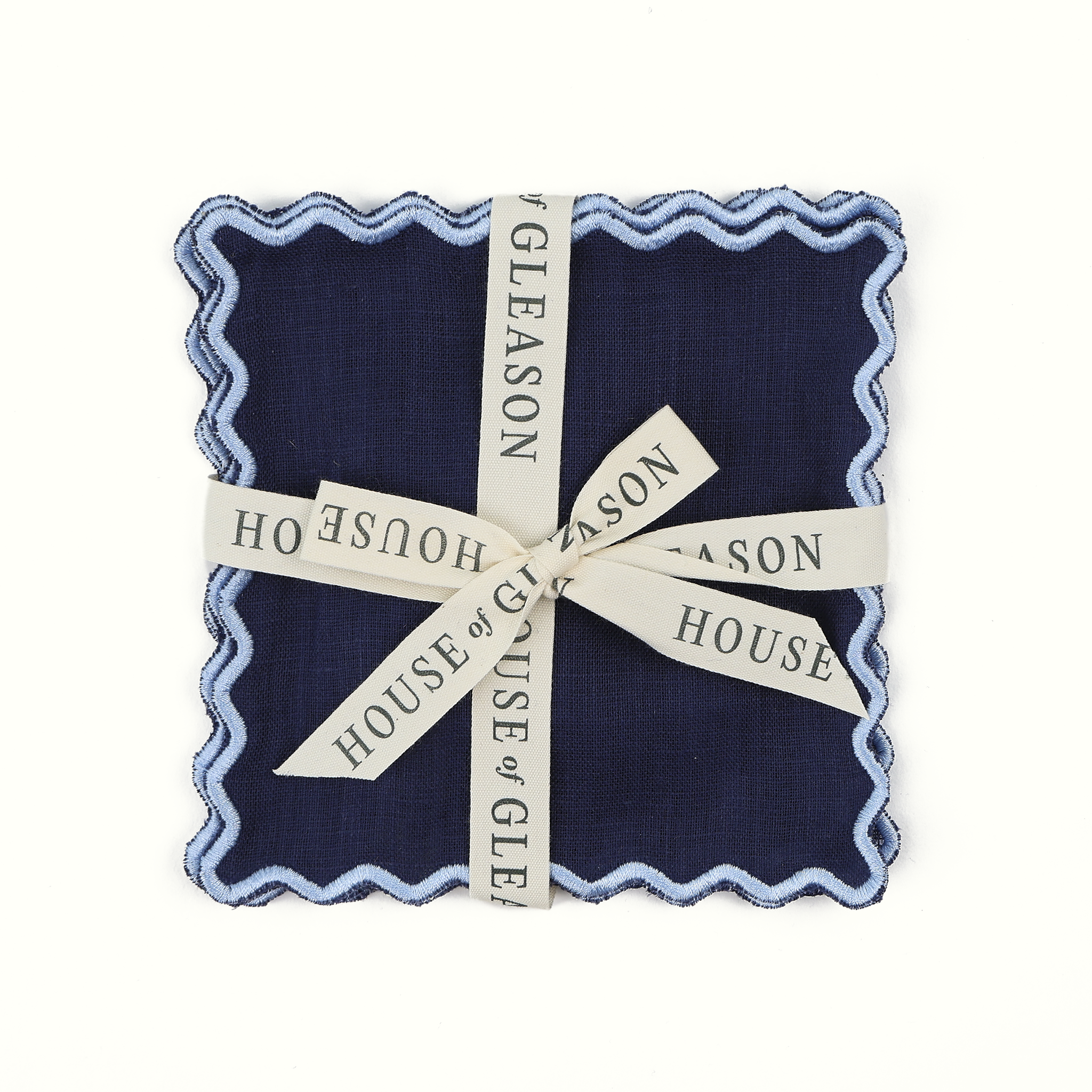 Linen Square Cocktail Napkins Set of 4 - Navy