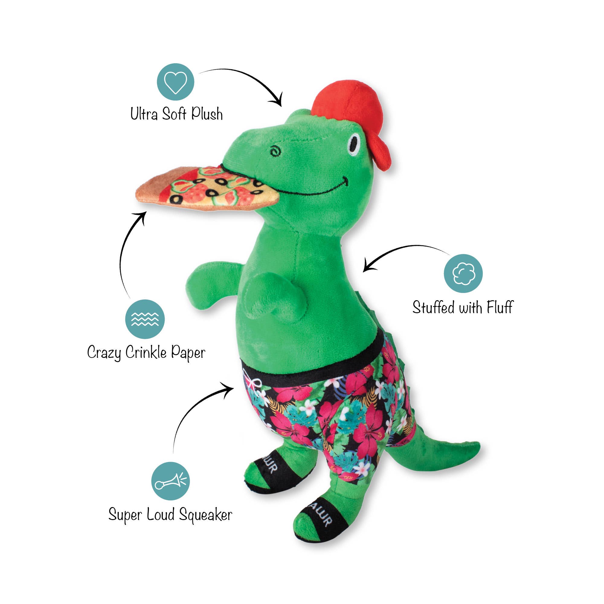 Pizzasaurus Rex Plush Dog Toy