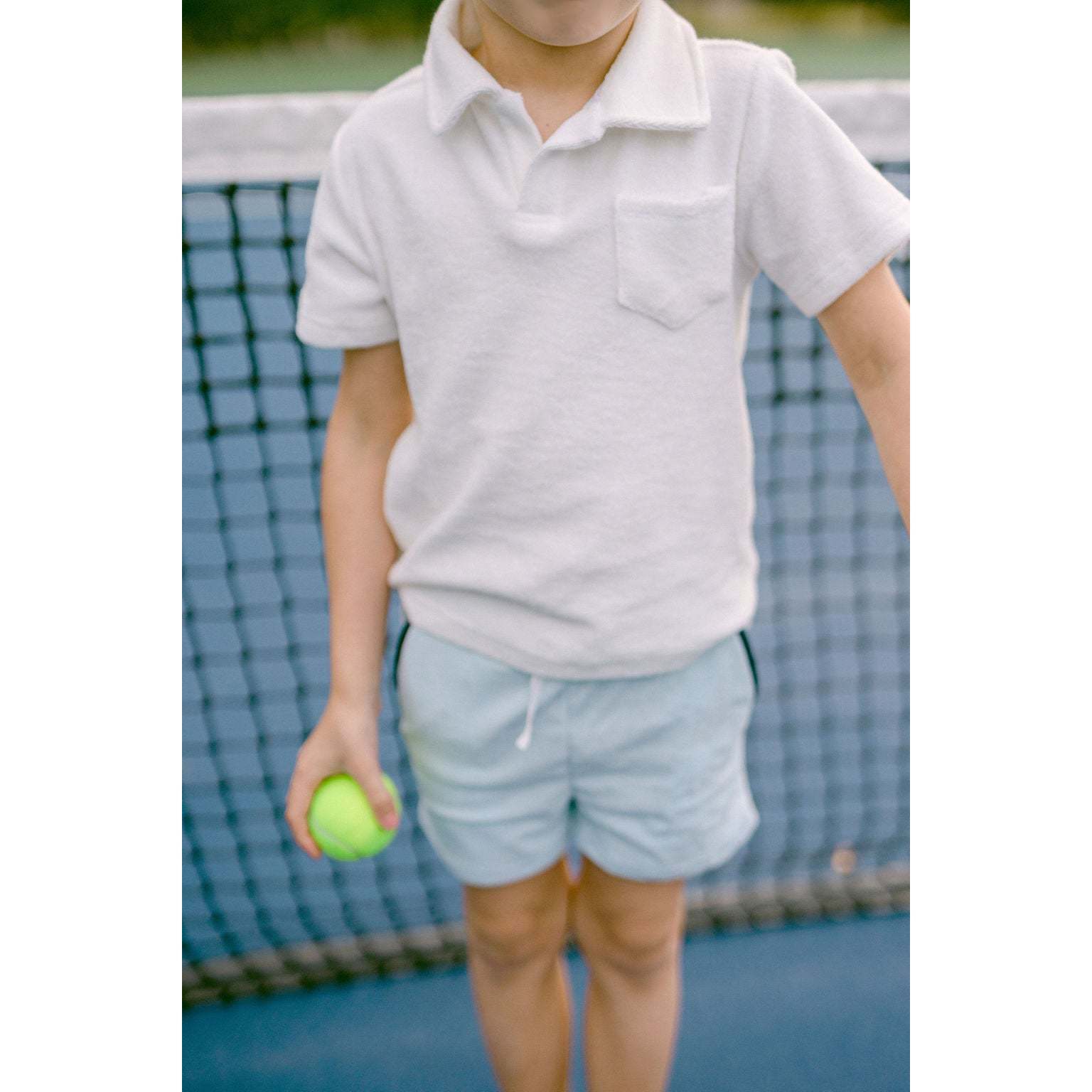 Boy's White French Terry Polo Shirt