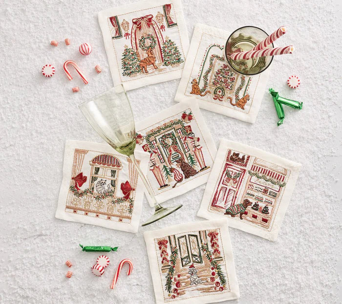 Holiday Paws Cocktail Napkins Boxed Set of 6