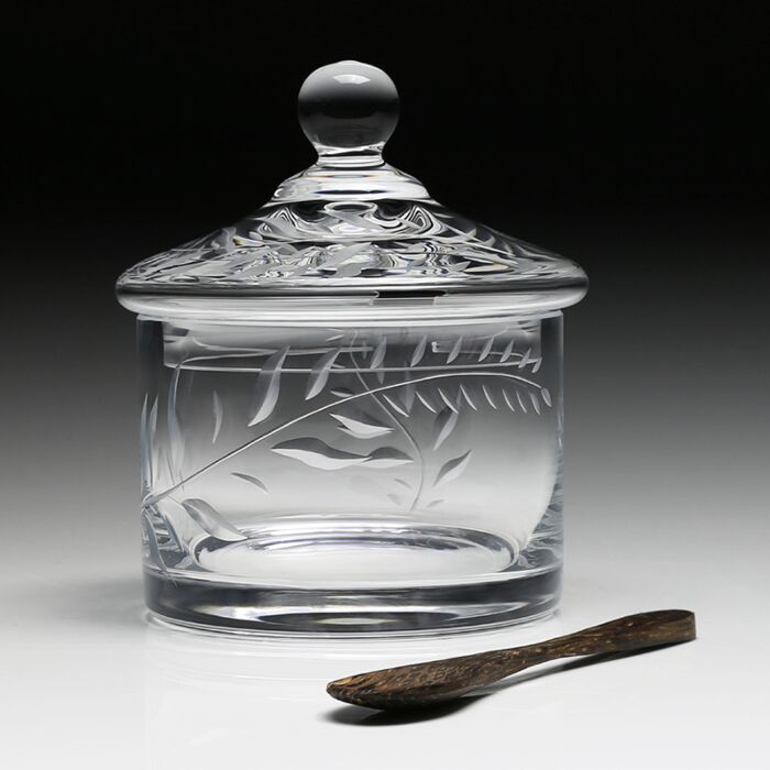 Jasmine Covered Honey Jar with Spoon - Clear