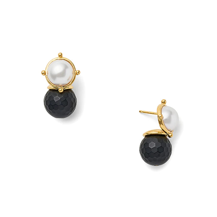 Lady Pearl Earring - White Pearl/Black Onyx