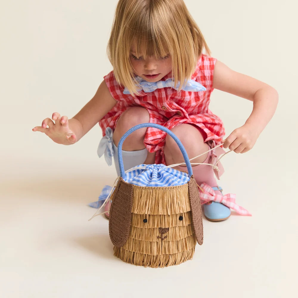 Shaggy Raffia Puppy Basket