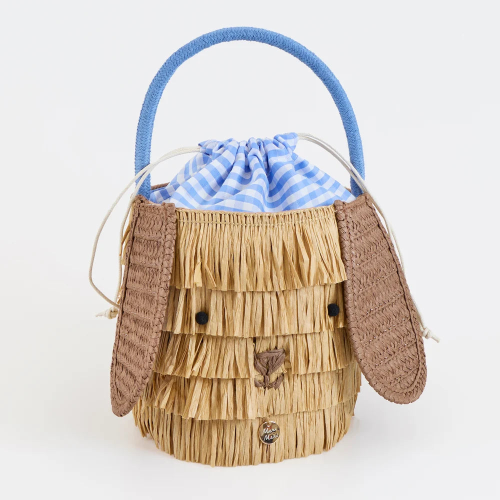 Shaggy Raffia Puppy Basket