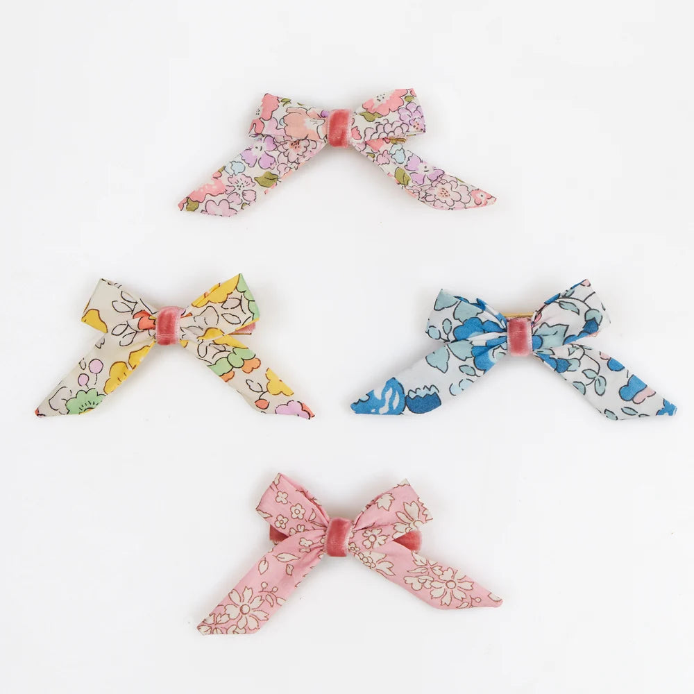 Floral Pattern Bow Hair Clips