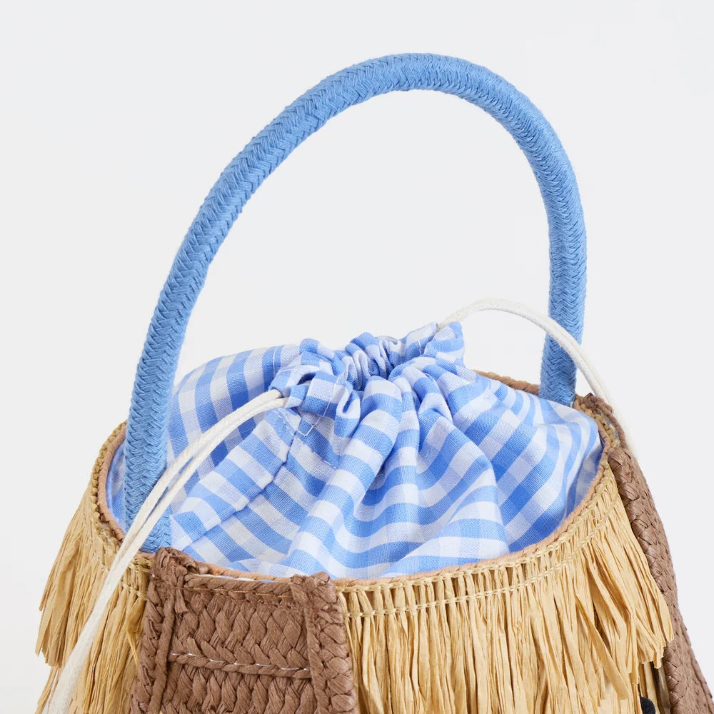 Shaggy Raffia Puppy Basket