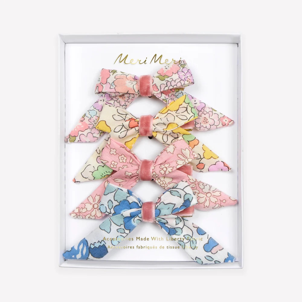 Floral Pattern Bow Hair Clips