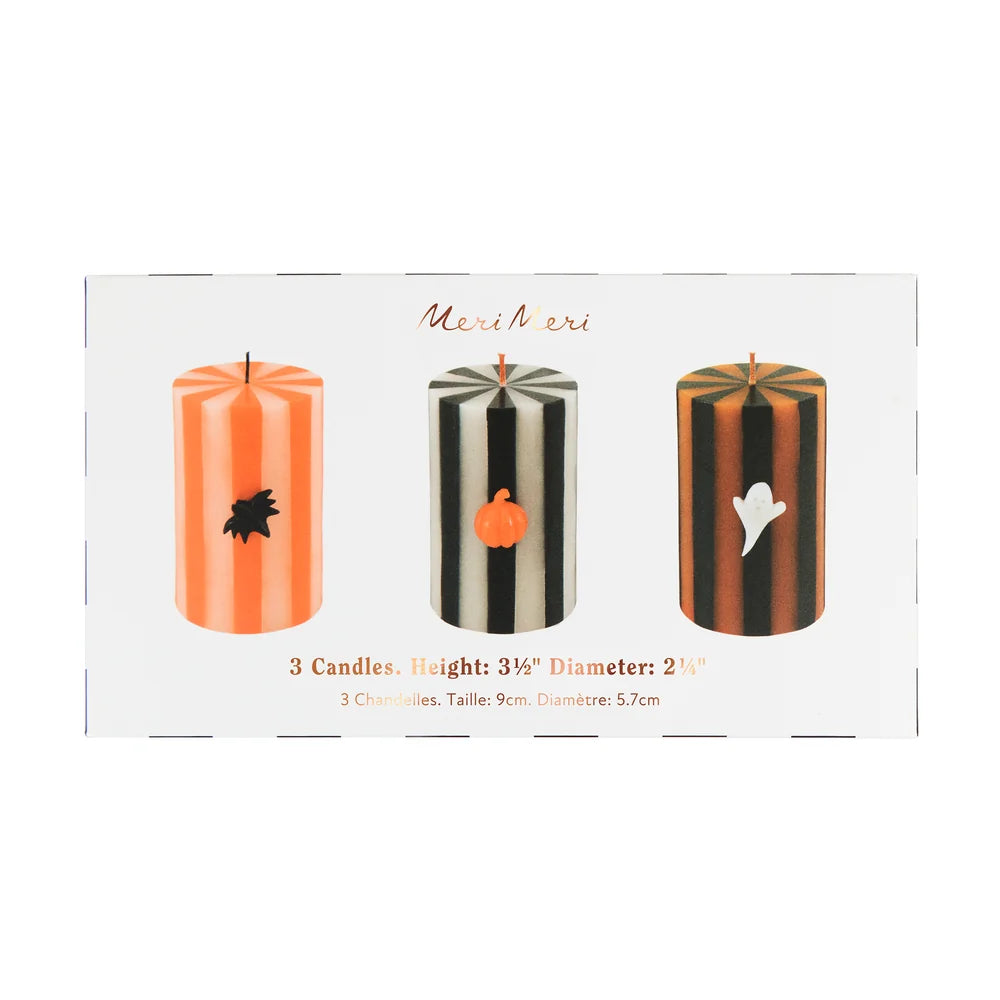 Halloween Striped Pillar Candles