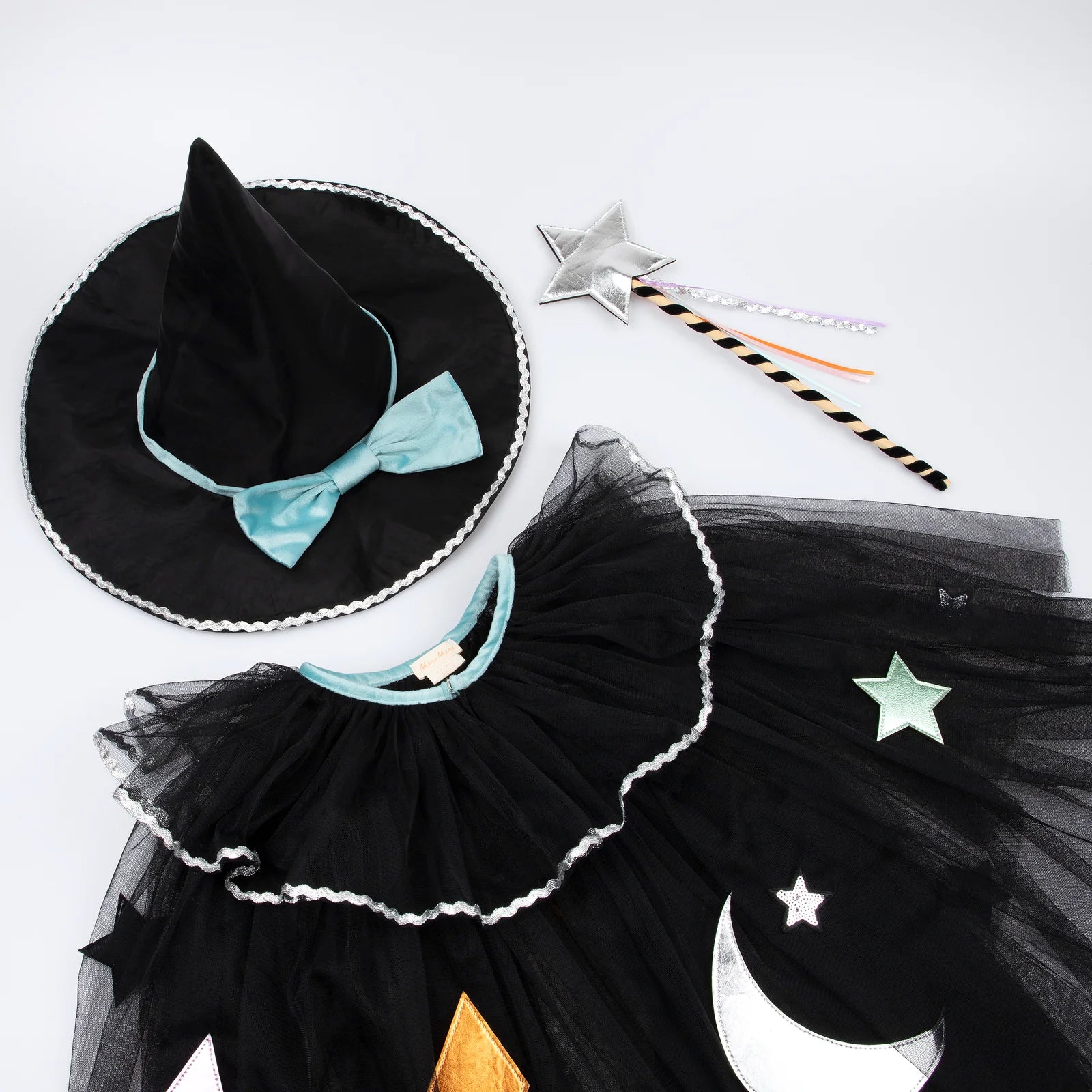 Tulle Appliqué Witch Hat, Cape and Wand