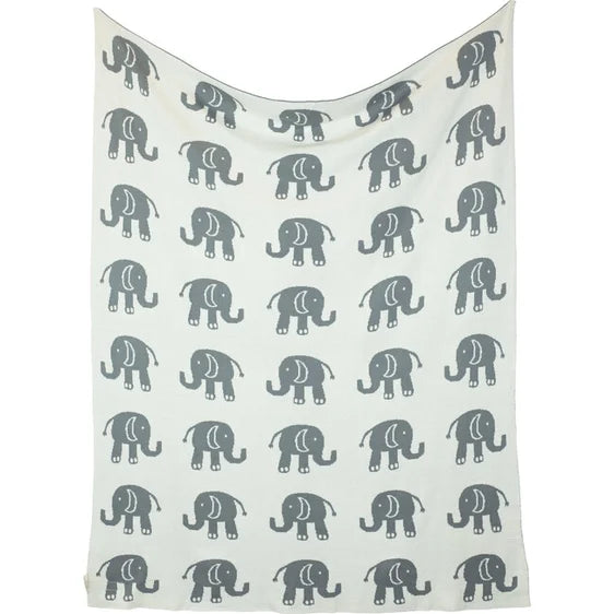 Elephant Love Baby Blanket Set - Natural/Grey