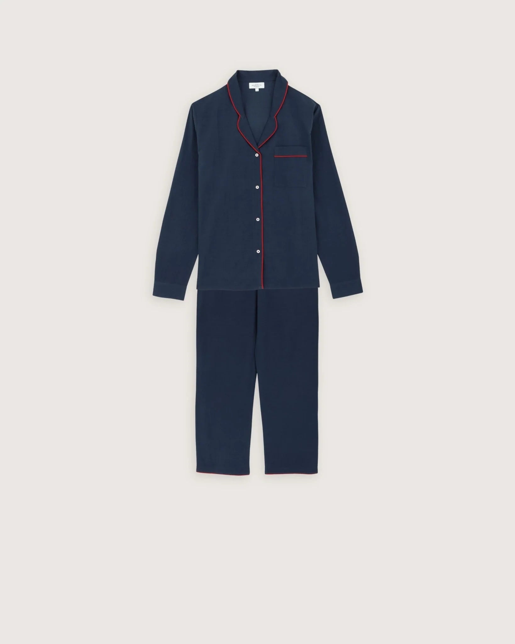 Thelma pyjama set indigo with red piping