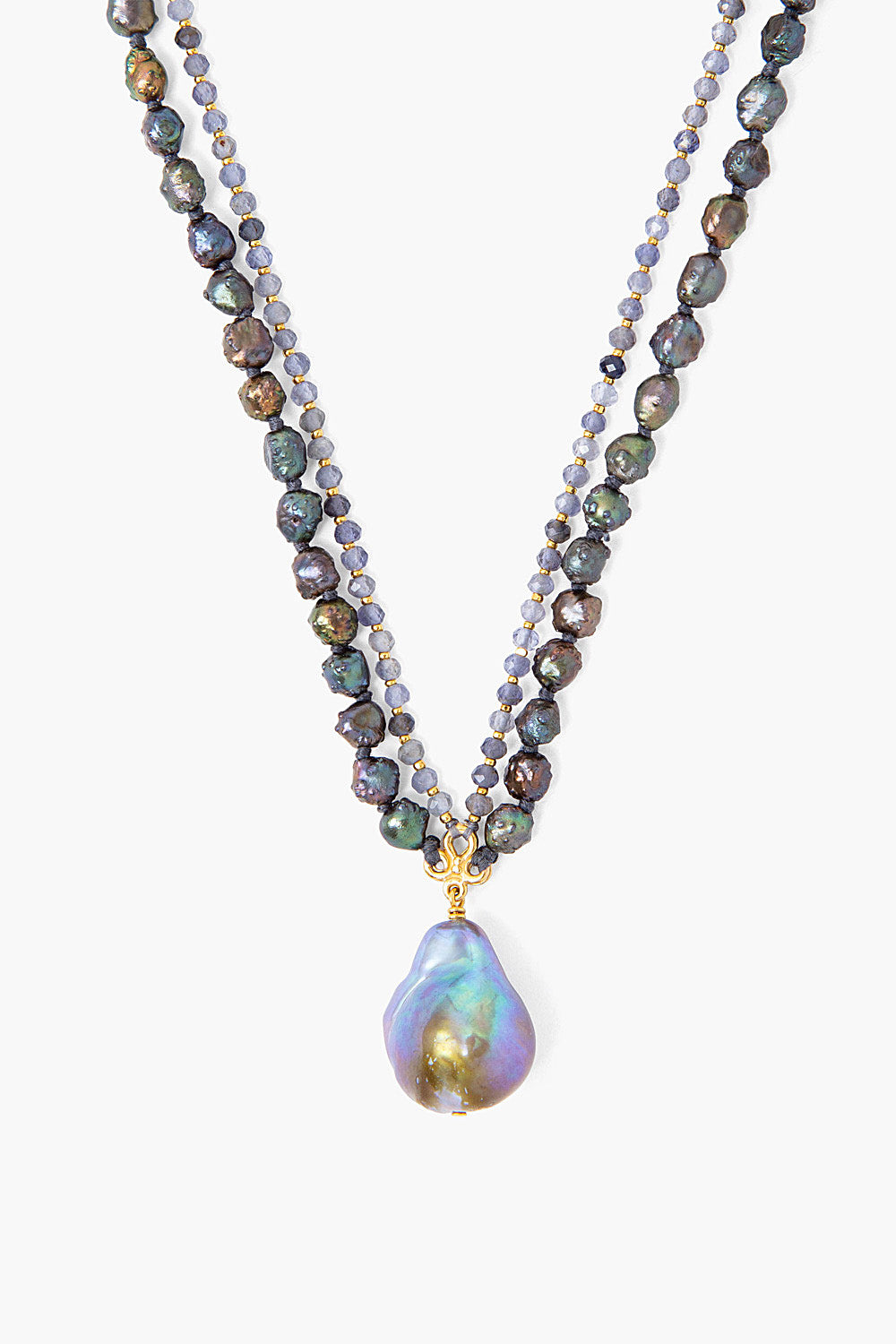 Peacock Pearl Mix Baroque Pendant Necklace
