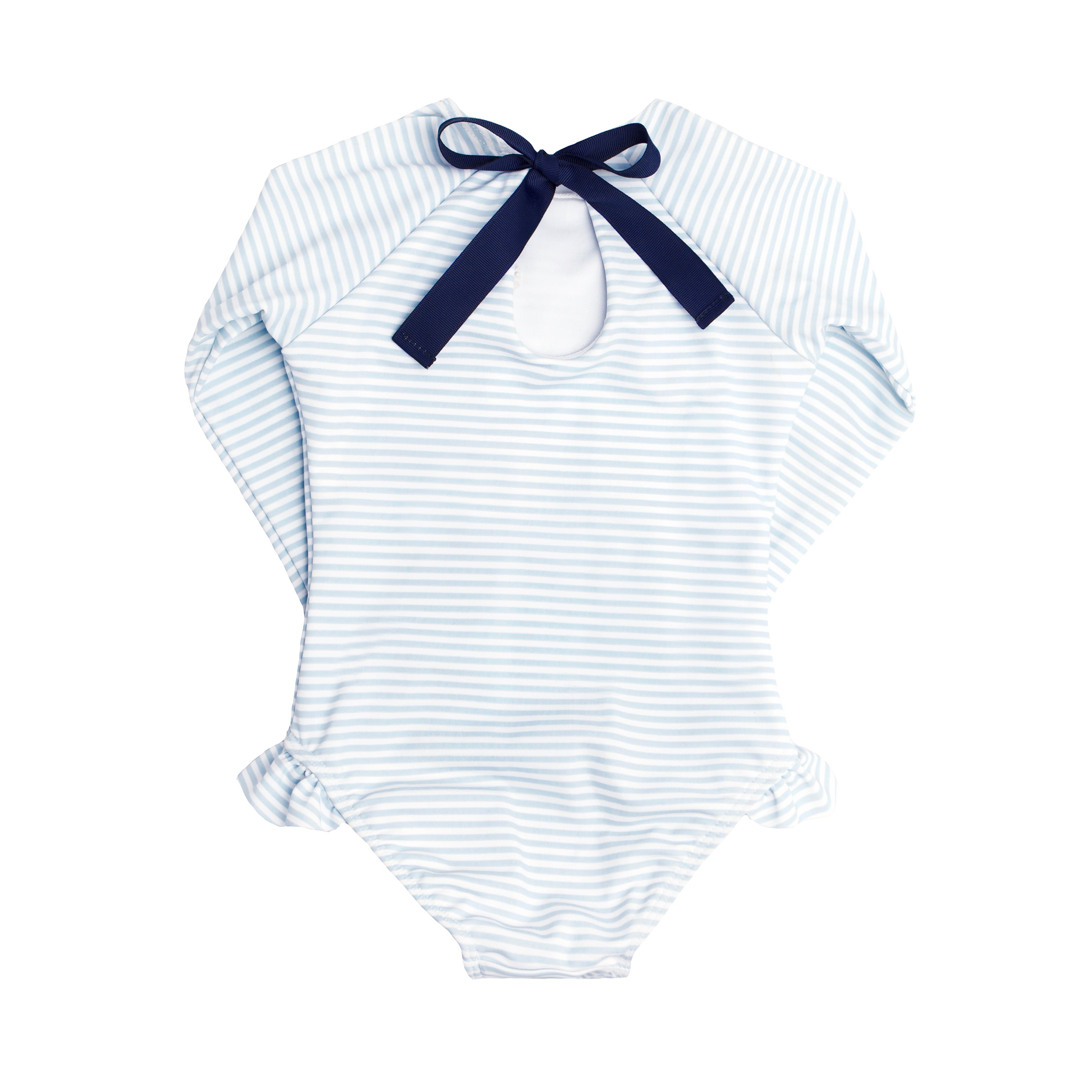 Girls Powder Blue Stripe Rashguard One Piece