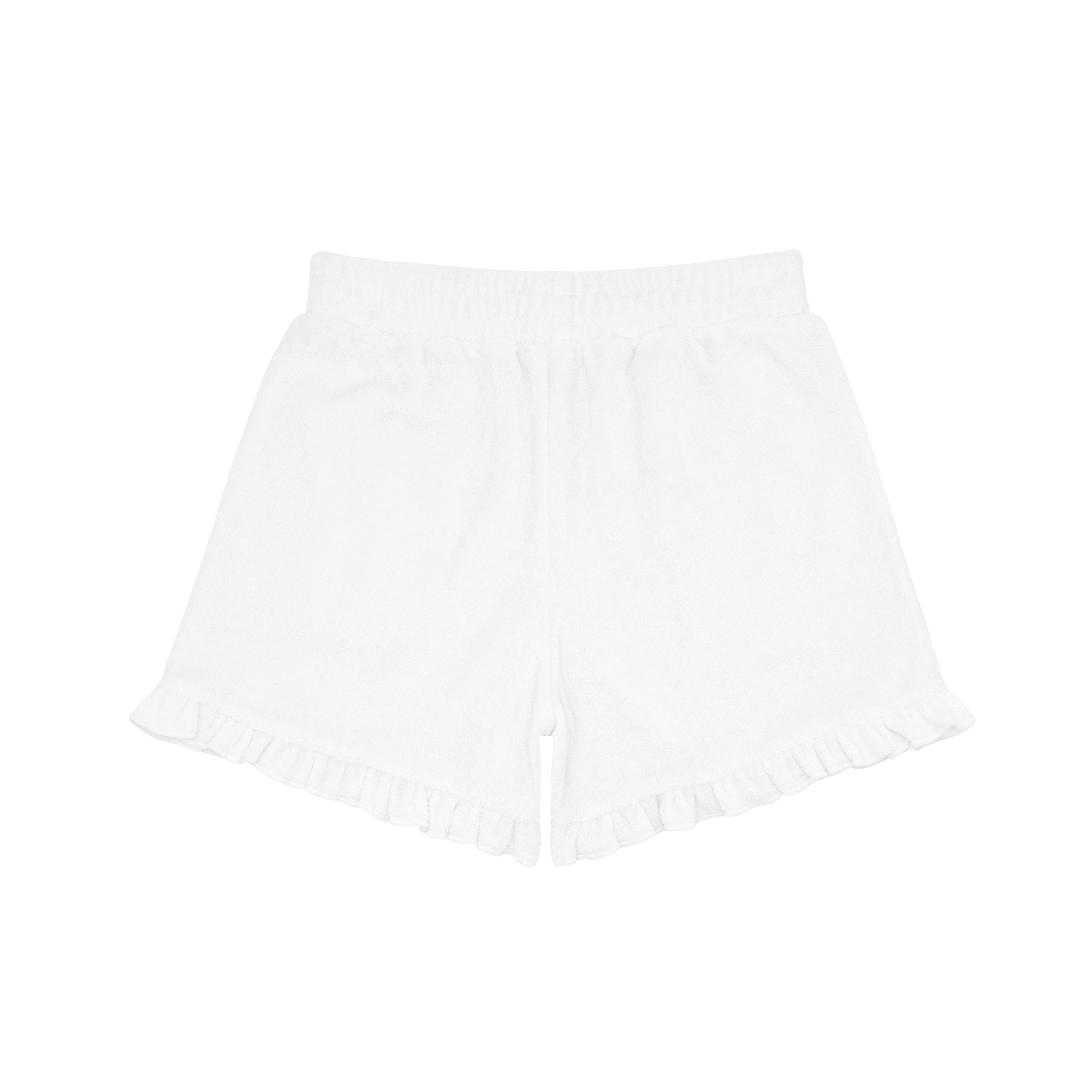 Girls White French Terry Ruffle Short