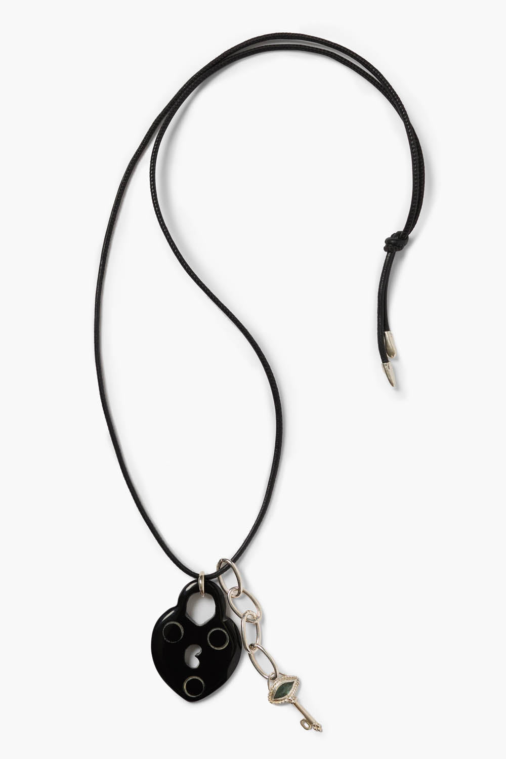 Padlock Charm Necklace - Black Horn