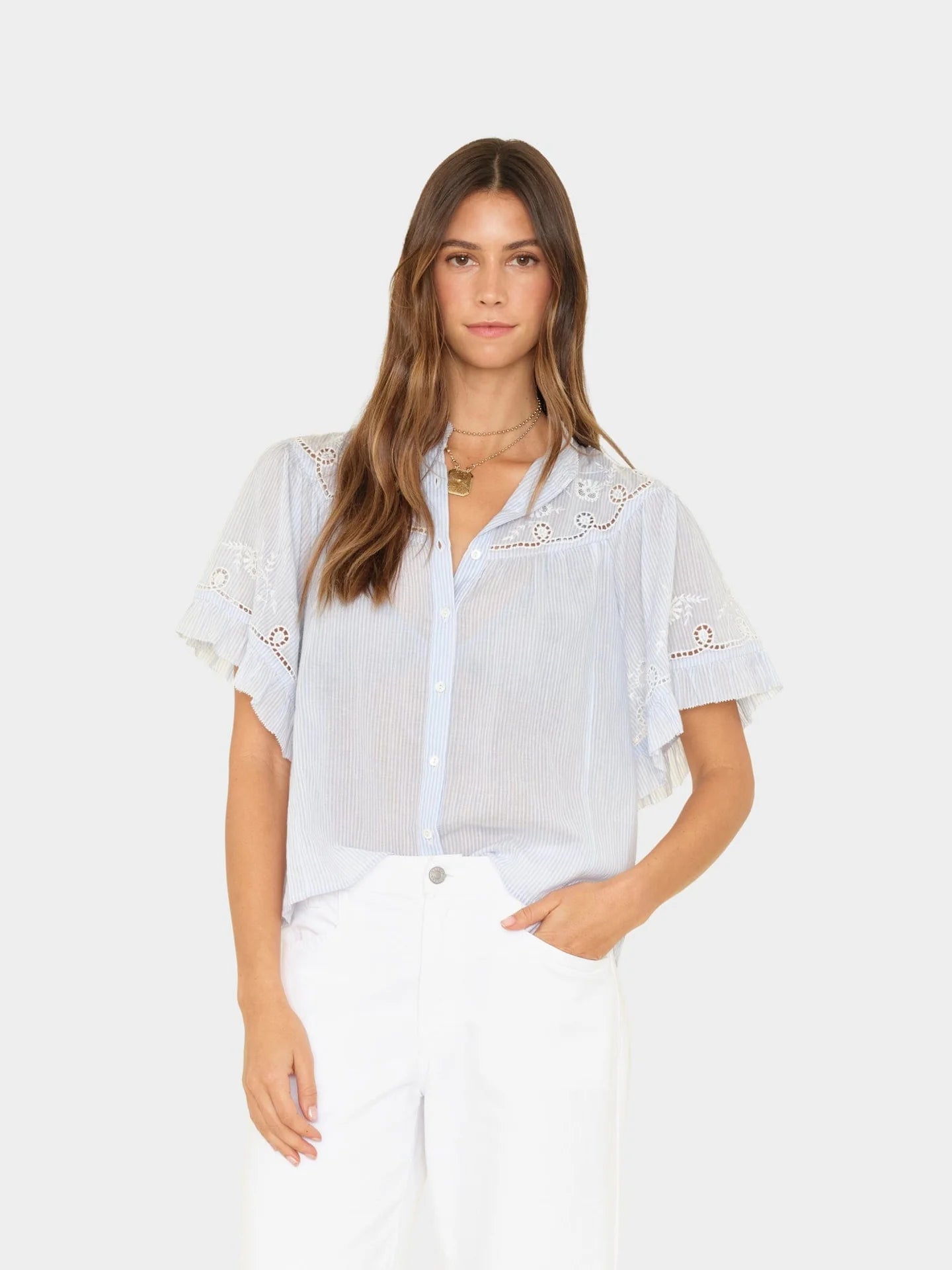 Mae Shirt - Blue White Stripe