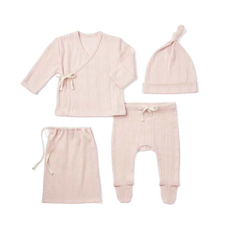 Cotton Newborn Set w/ Bag Pink
