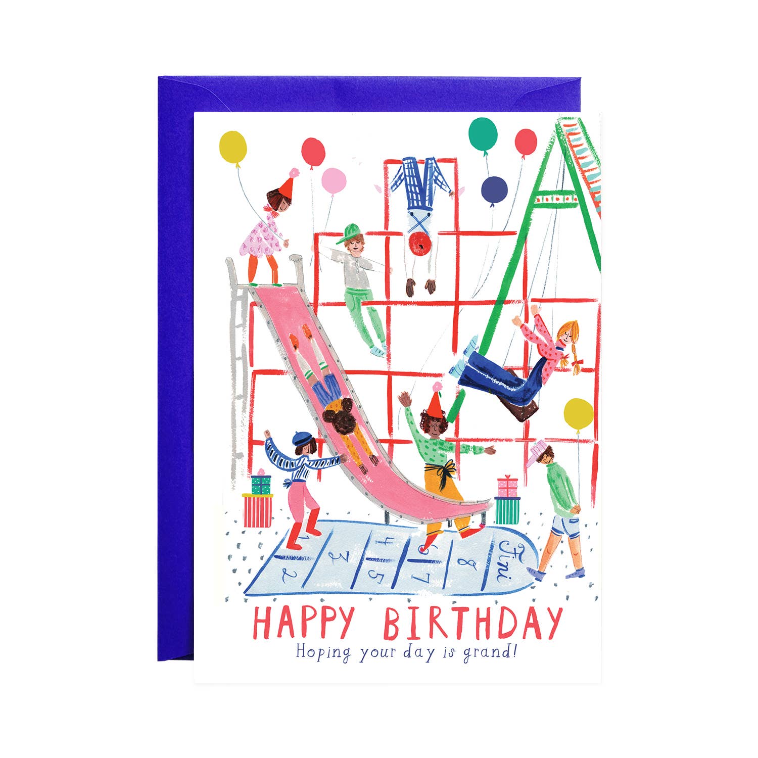 Down the Slide with Balloons Card