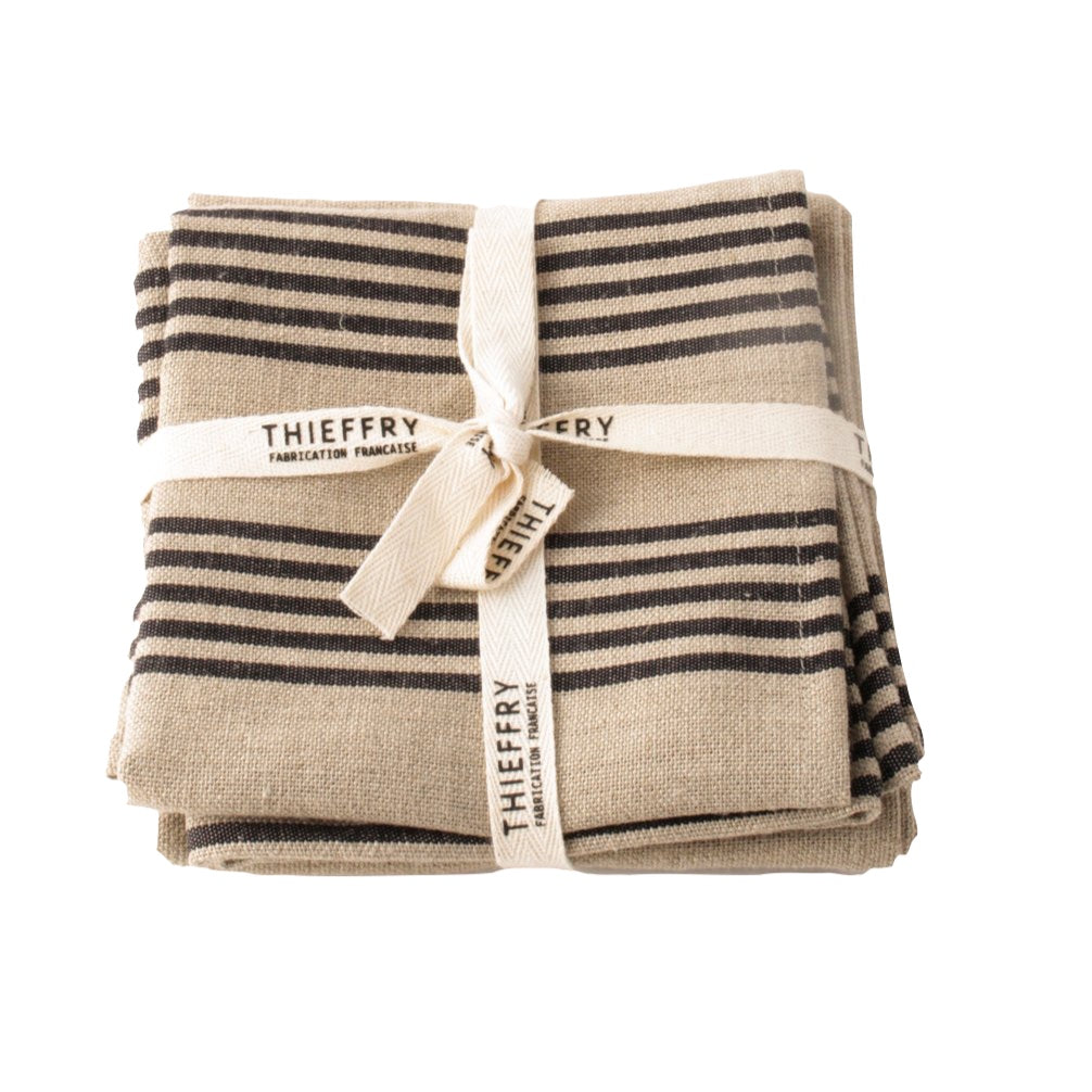 Thieffry Set of Two Dish Towels- Black Stripe & Natural