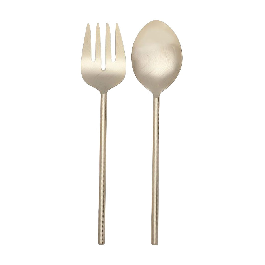 Etched & Hammered Serving Set- Gold