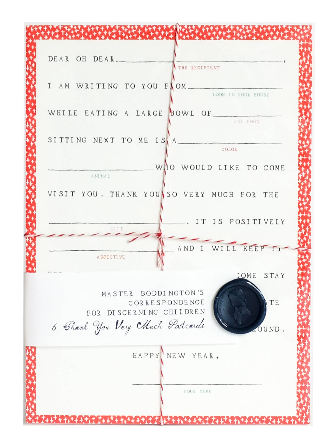 Holiday Fill-in-the-Blank Thank You Postcards