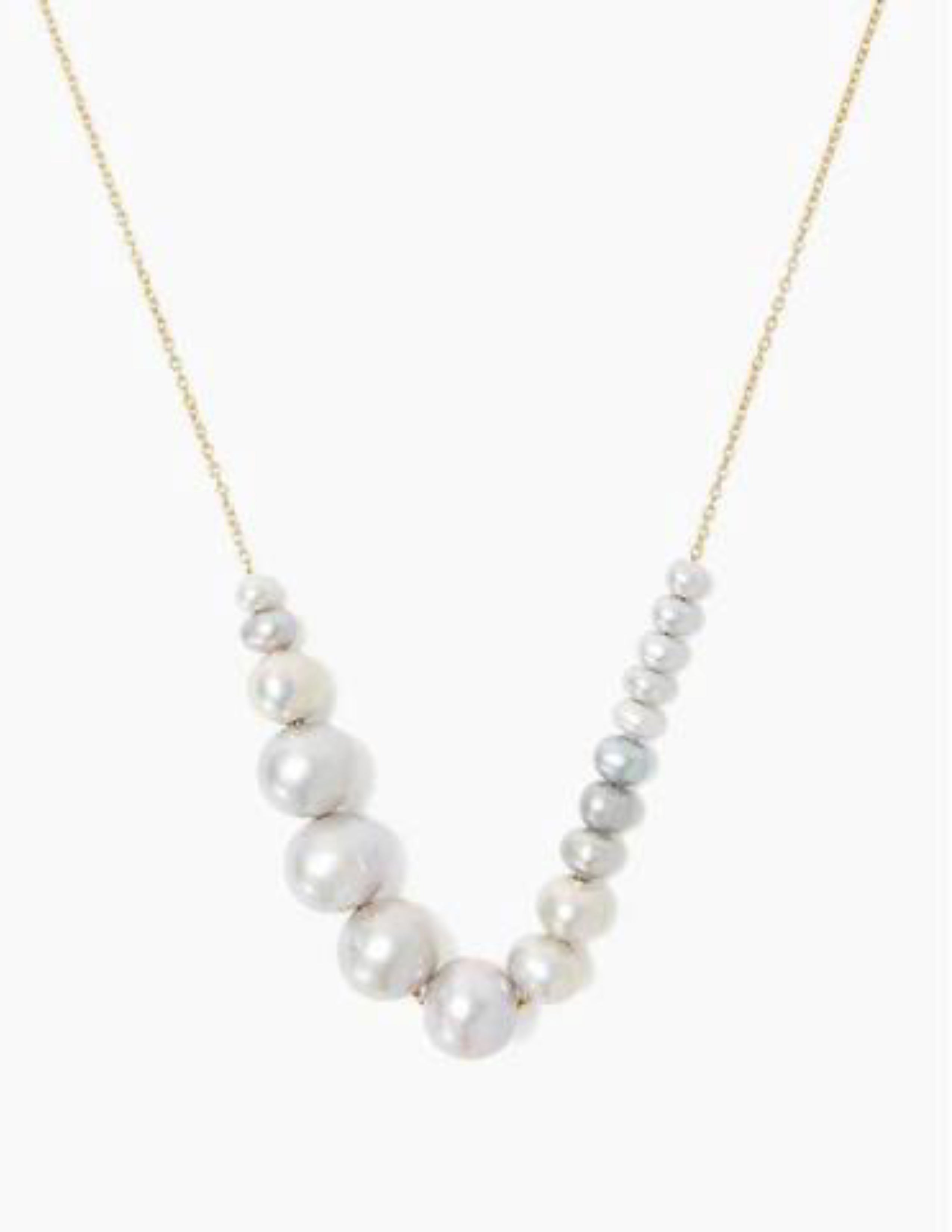Graduated Grey Pearl Gold Necklace