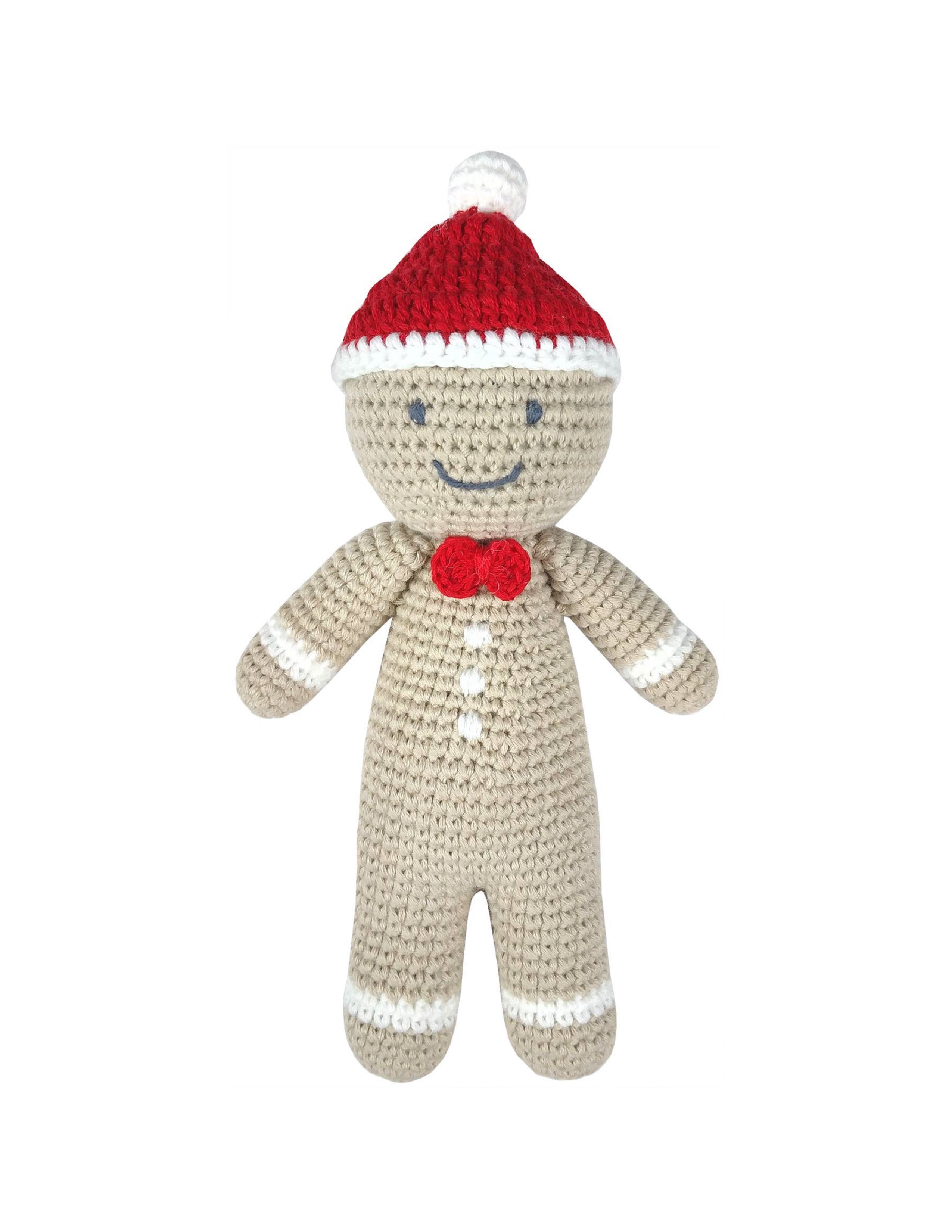 Crochet Gingerbread Man Rattle Toy