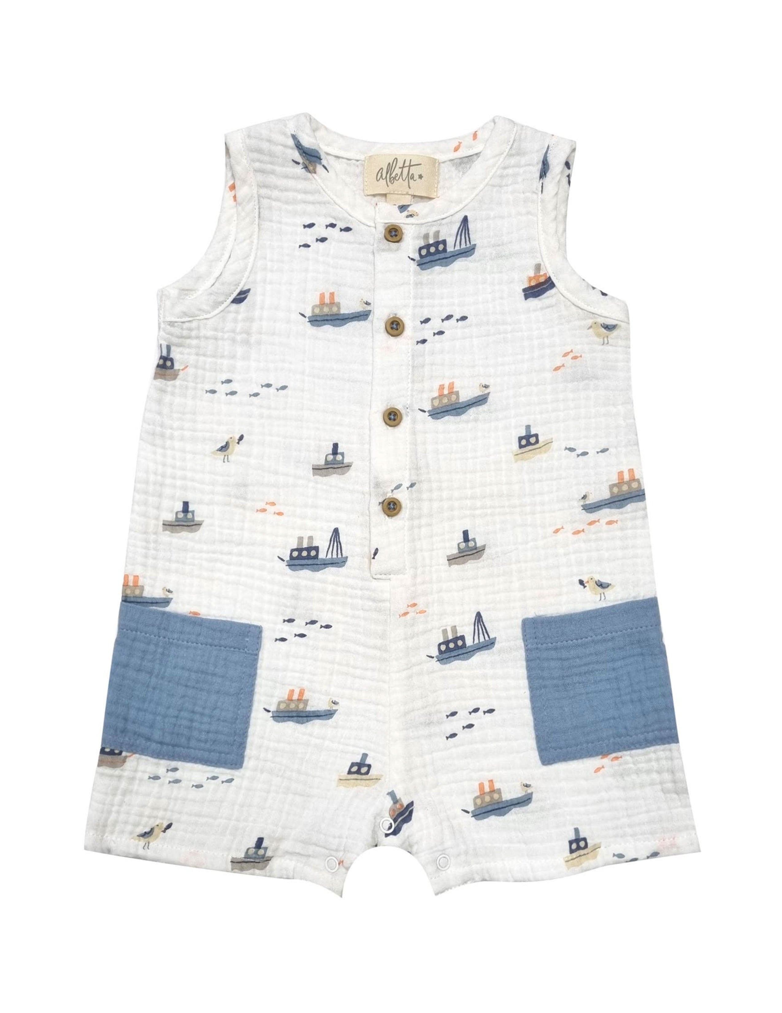 Nautical Print Gauze Romper