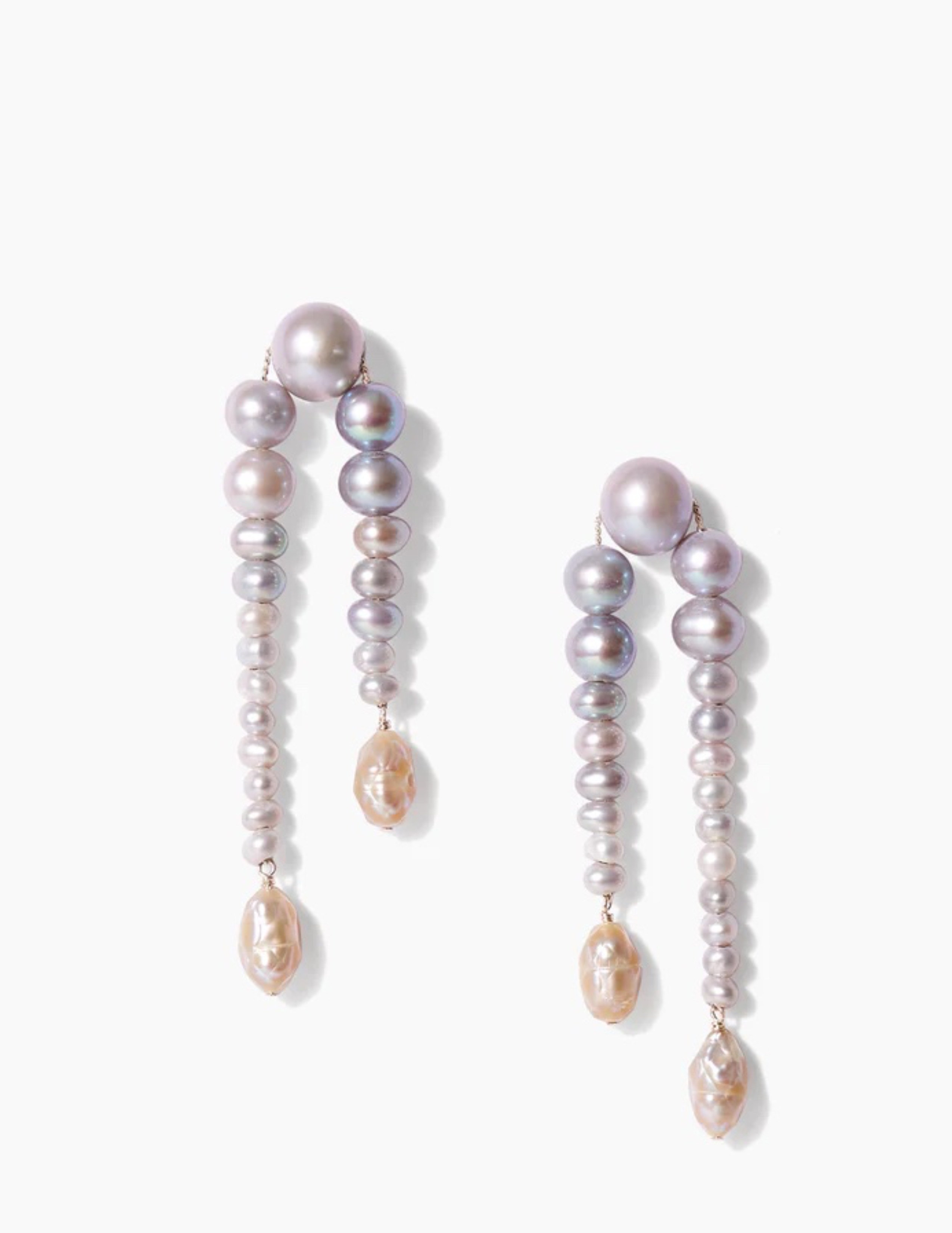 Grey Pearl Waterfall Earrings