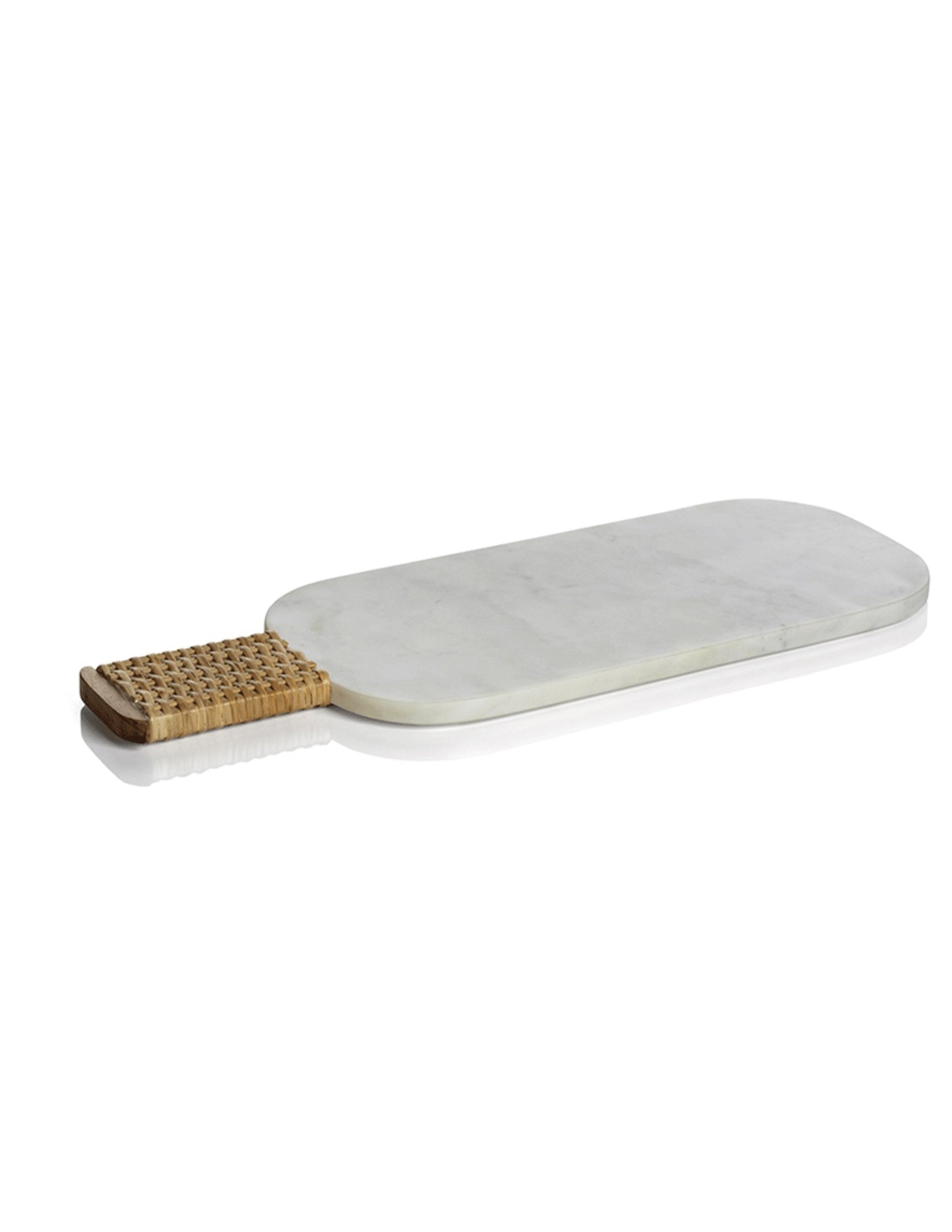 Marble Cheese & Charcuterie Board w/ Woven Cane Handle