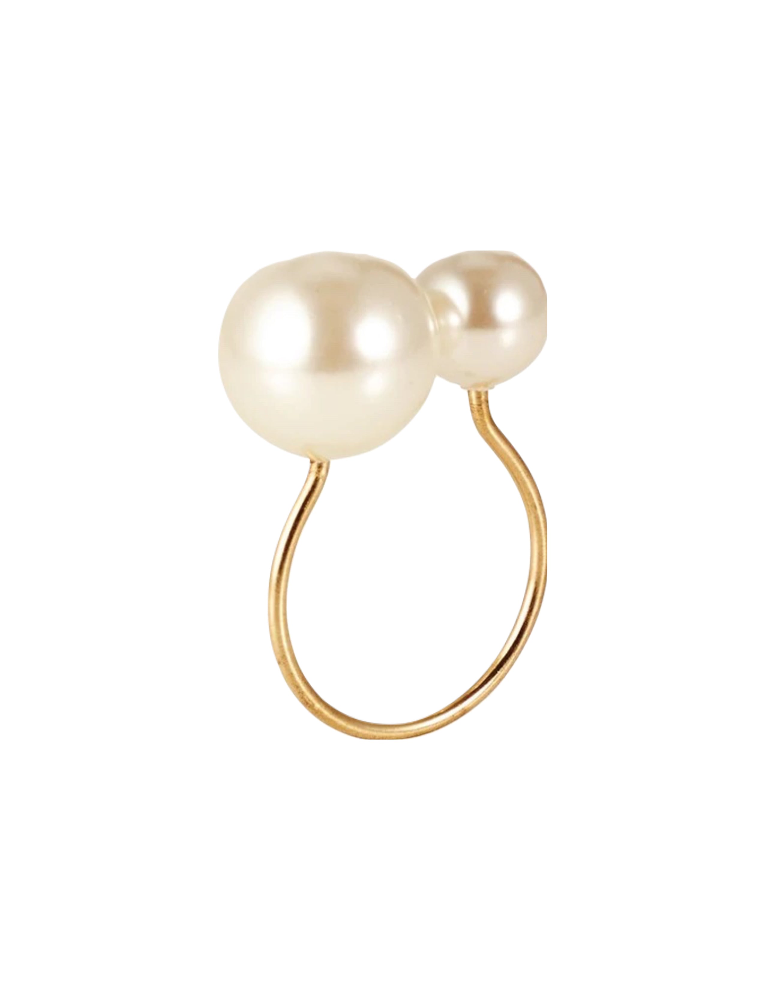 Pearl Napkin Ring Set/4 - White/Gold