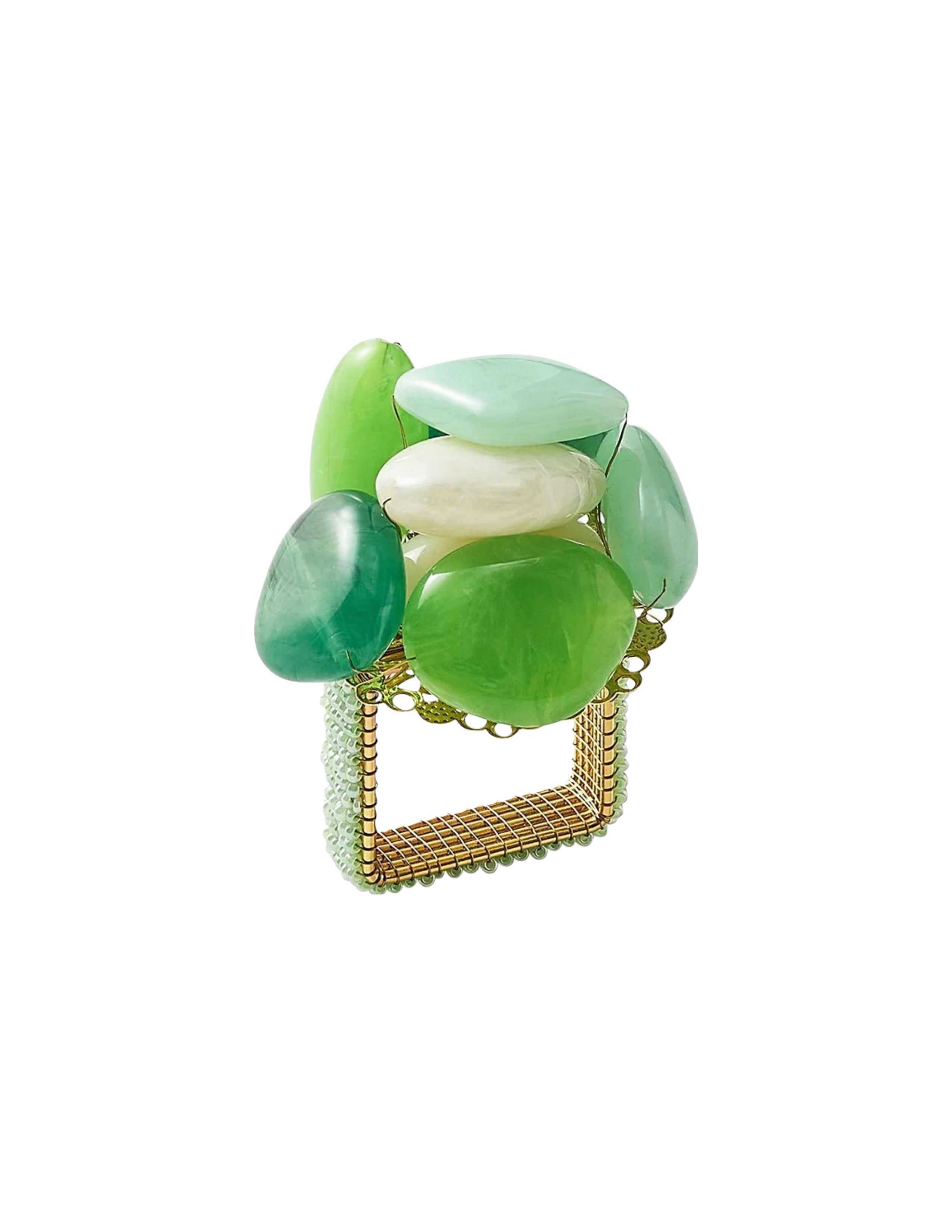 Sea Stone Napkin Ring Set/4 - Green