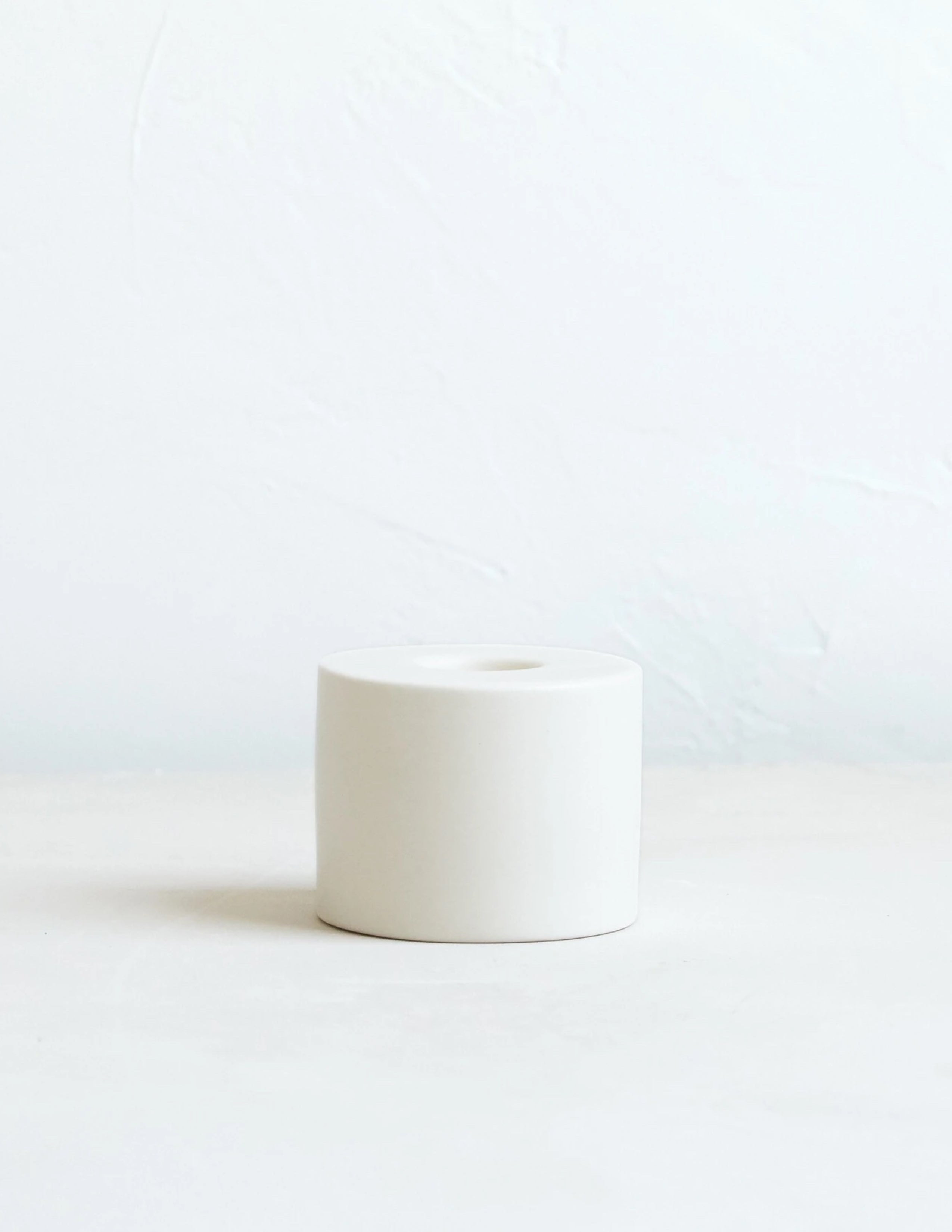 Petite Cylinder Ceramic Taper Holder - Matte White
