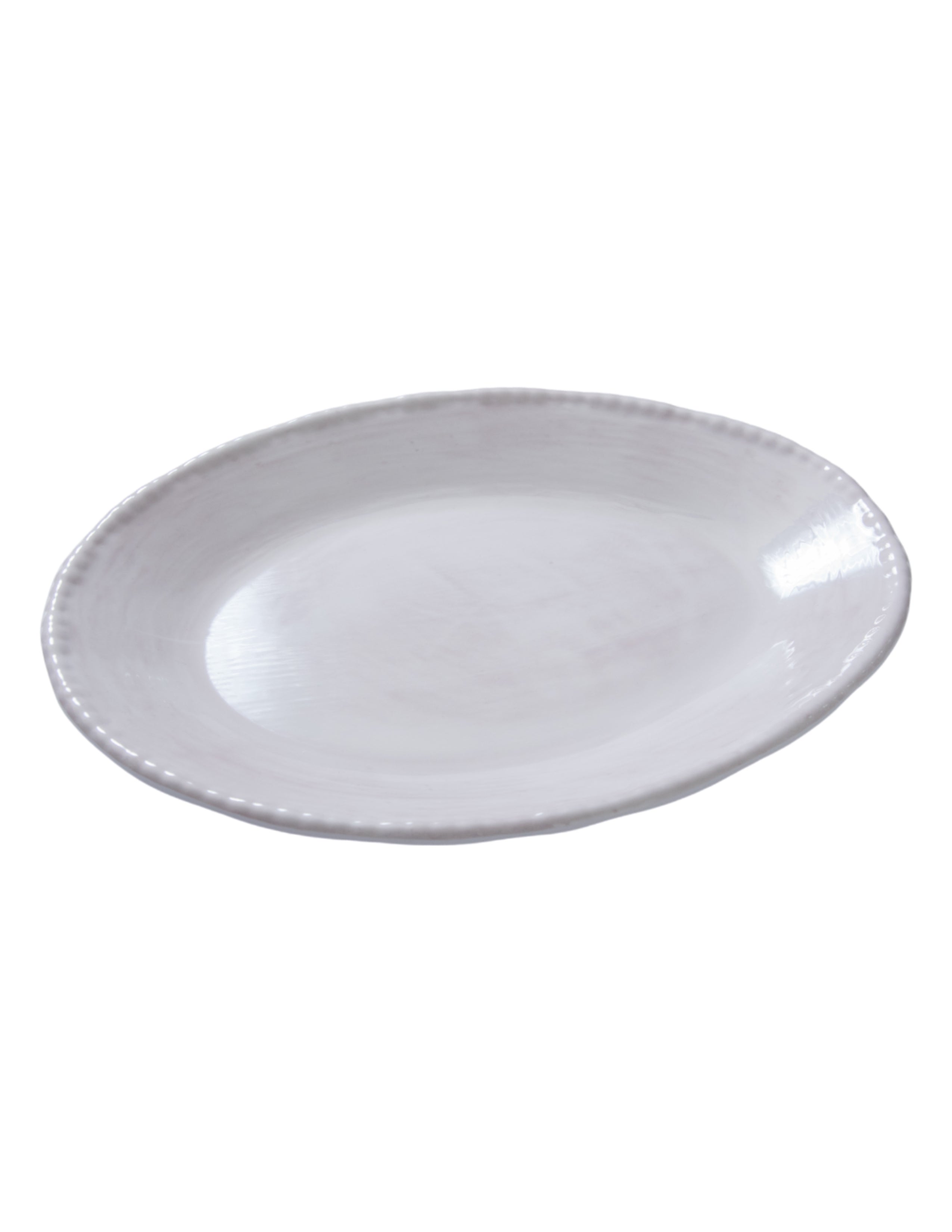 Beaded Oval Serving Platter - Pottery White
