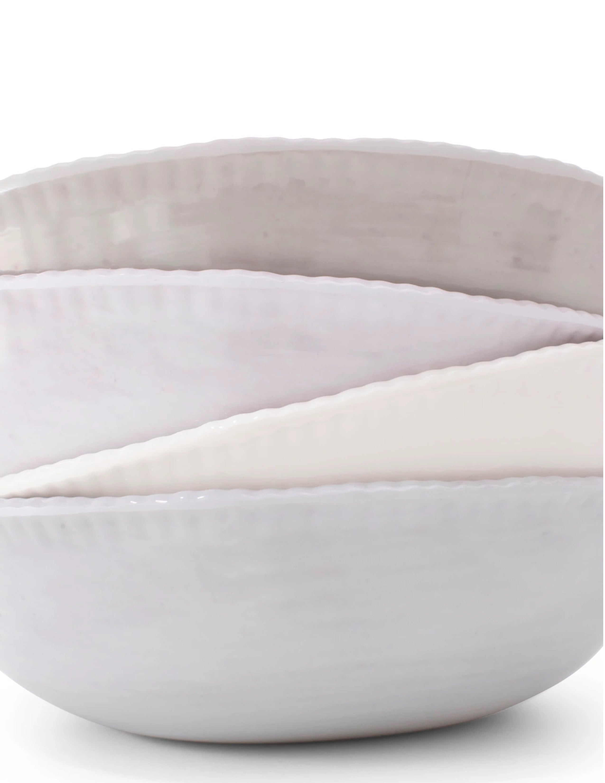 Beaded Serving Bowl - Pottery White