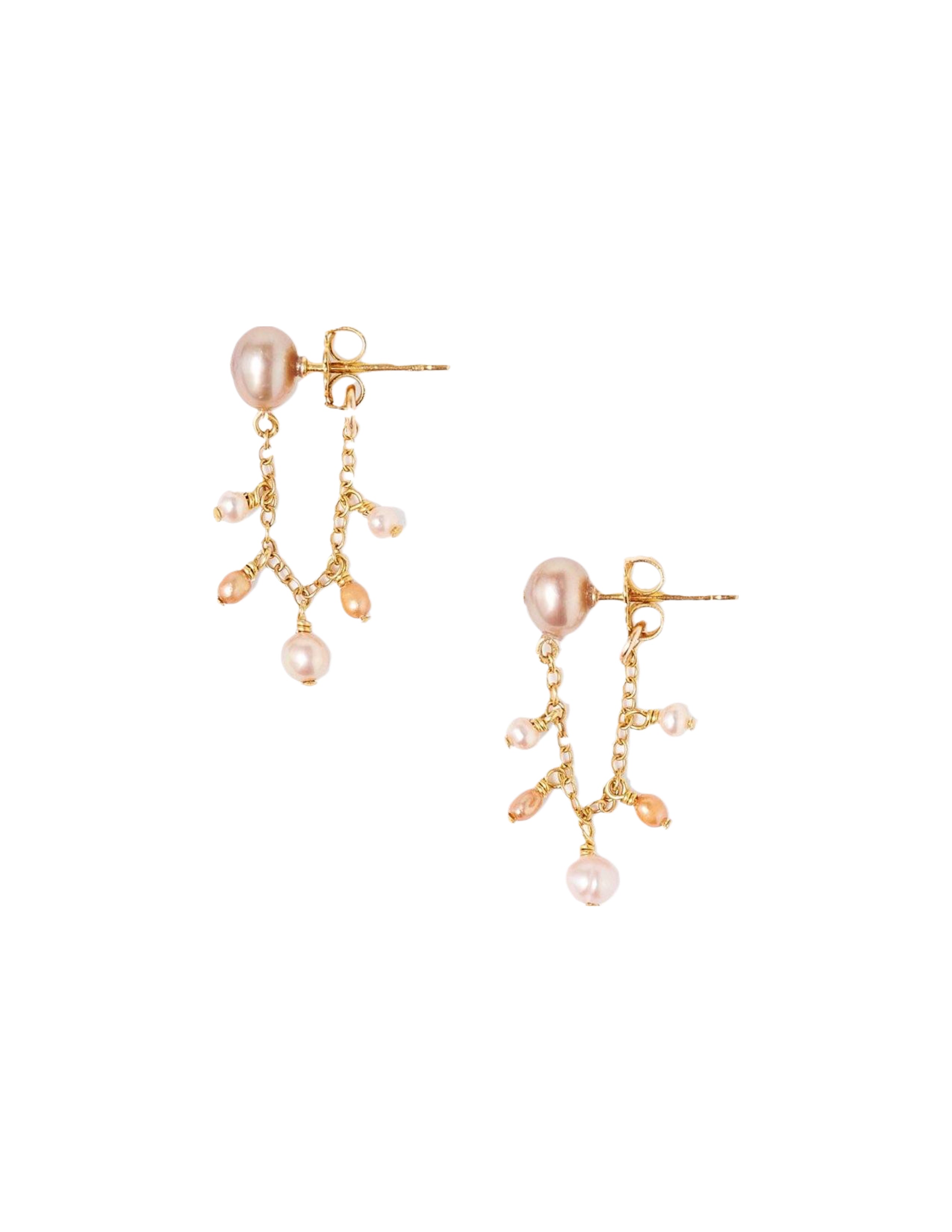 Taupe Pearl Chain Loop Earrings