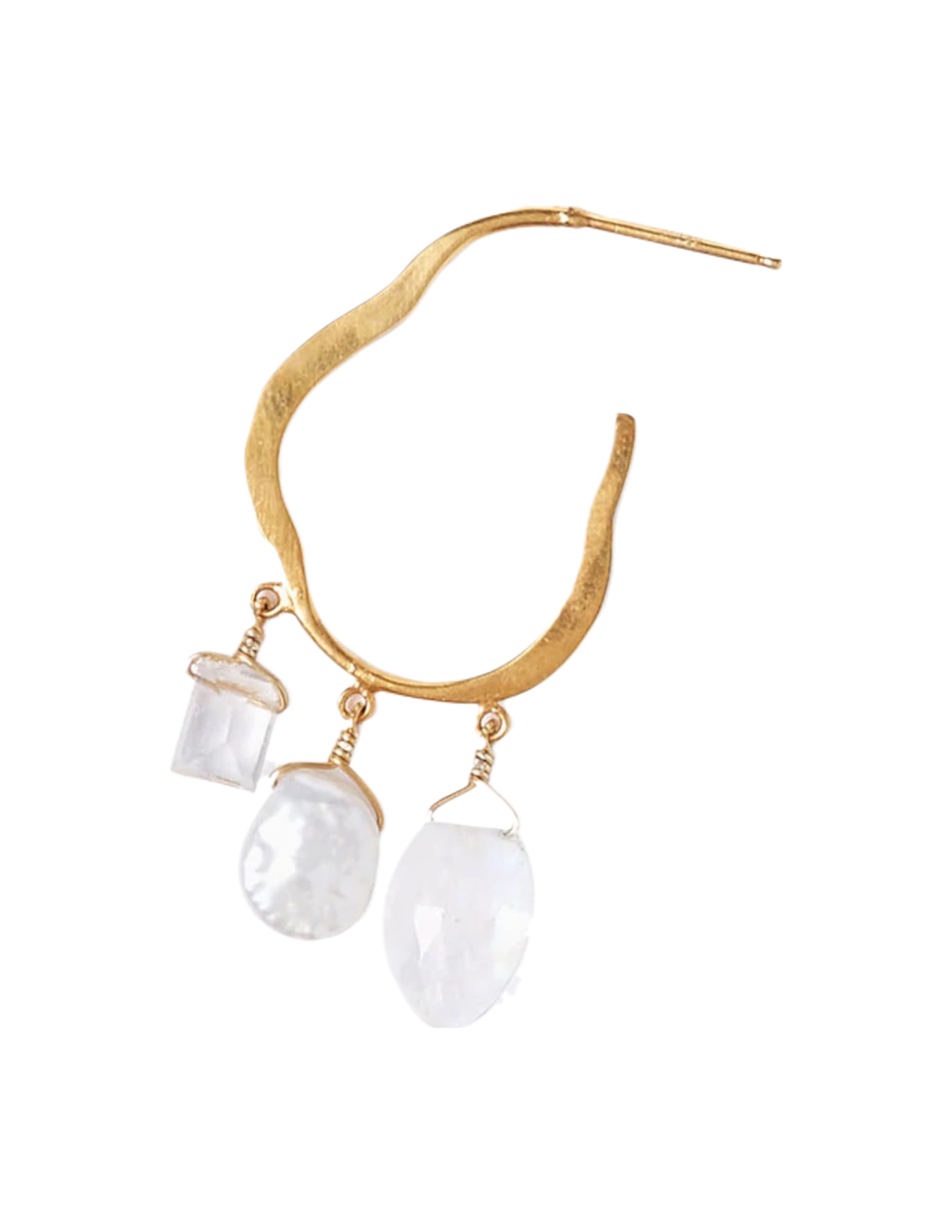 Moonstone Mix Gold Wave Hoops