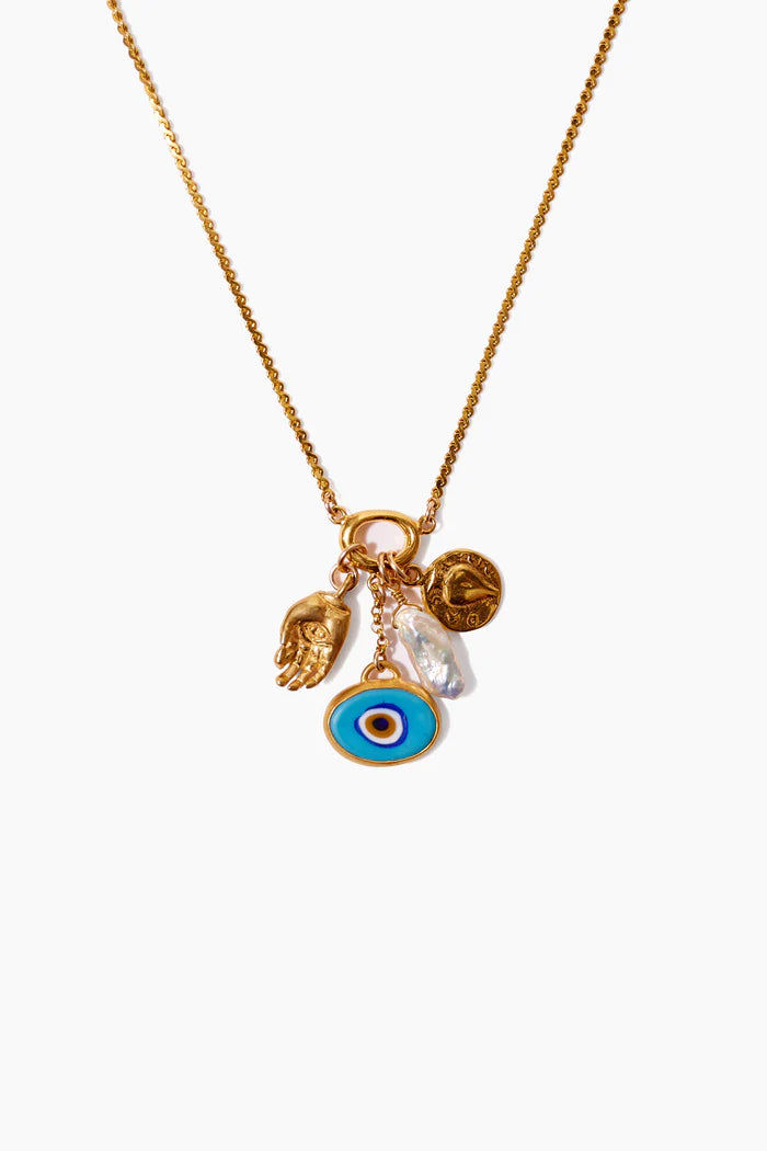Blue Mix Evil Eye Charm Necklace