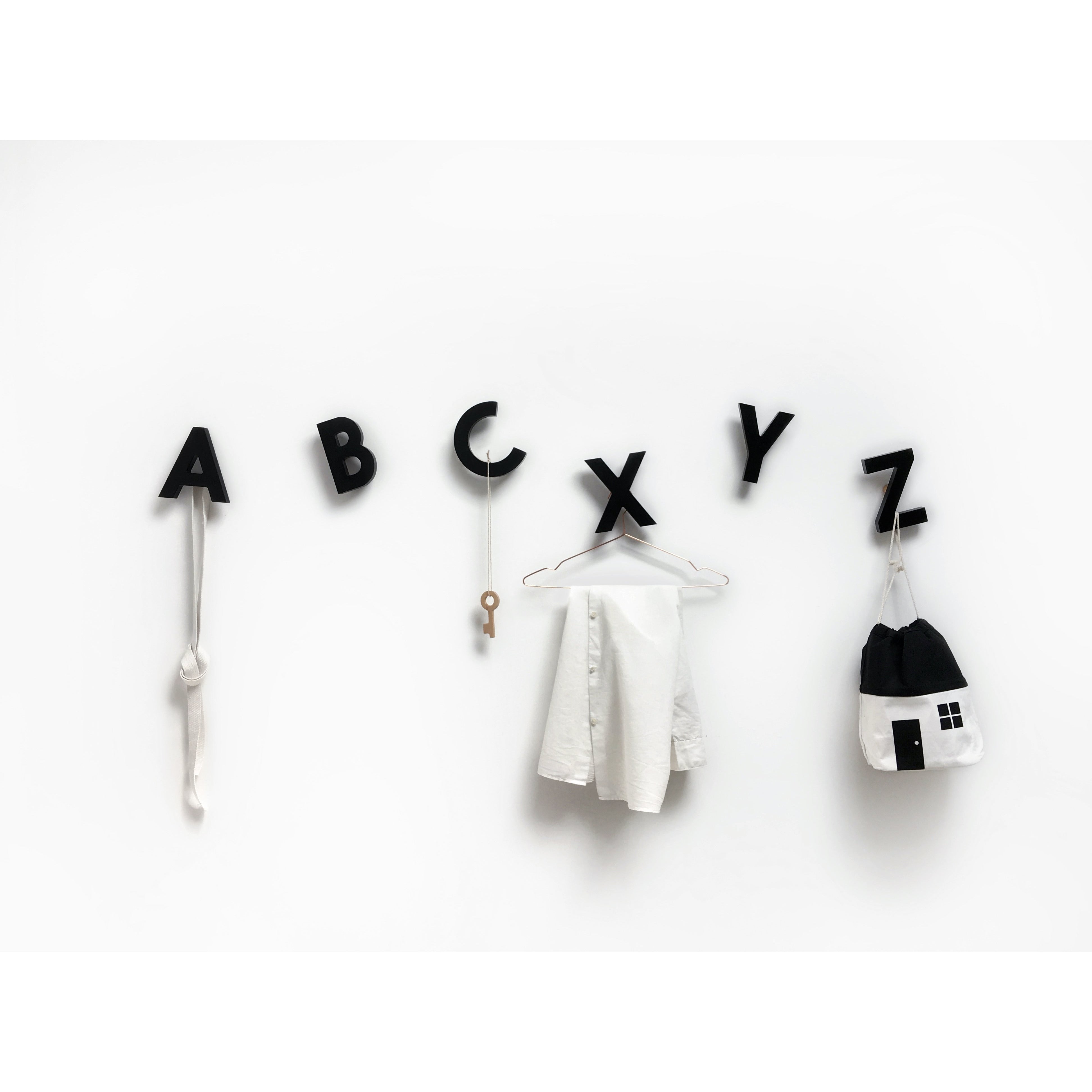 Alphabet Soup Wall Hooks XYZ - Black