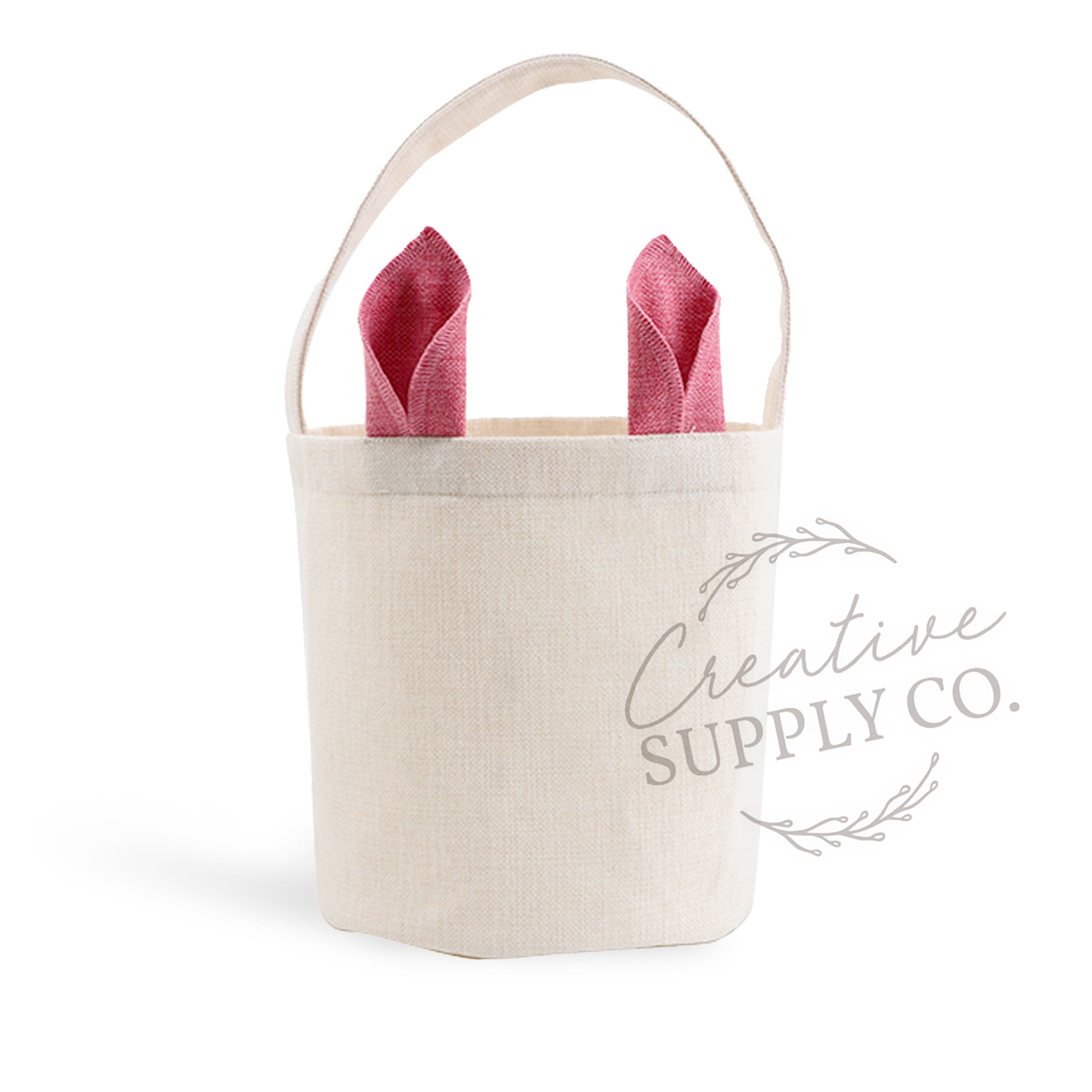 Linen Easter Basket - Pink Ears