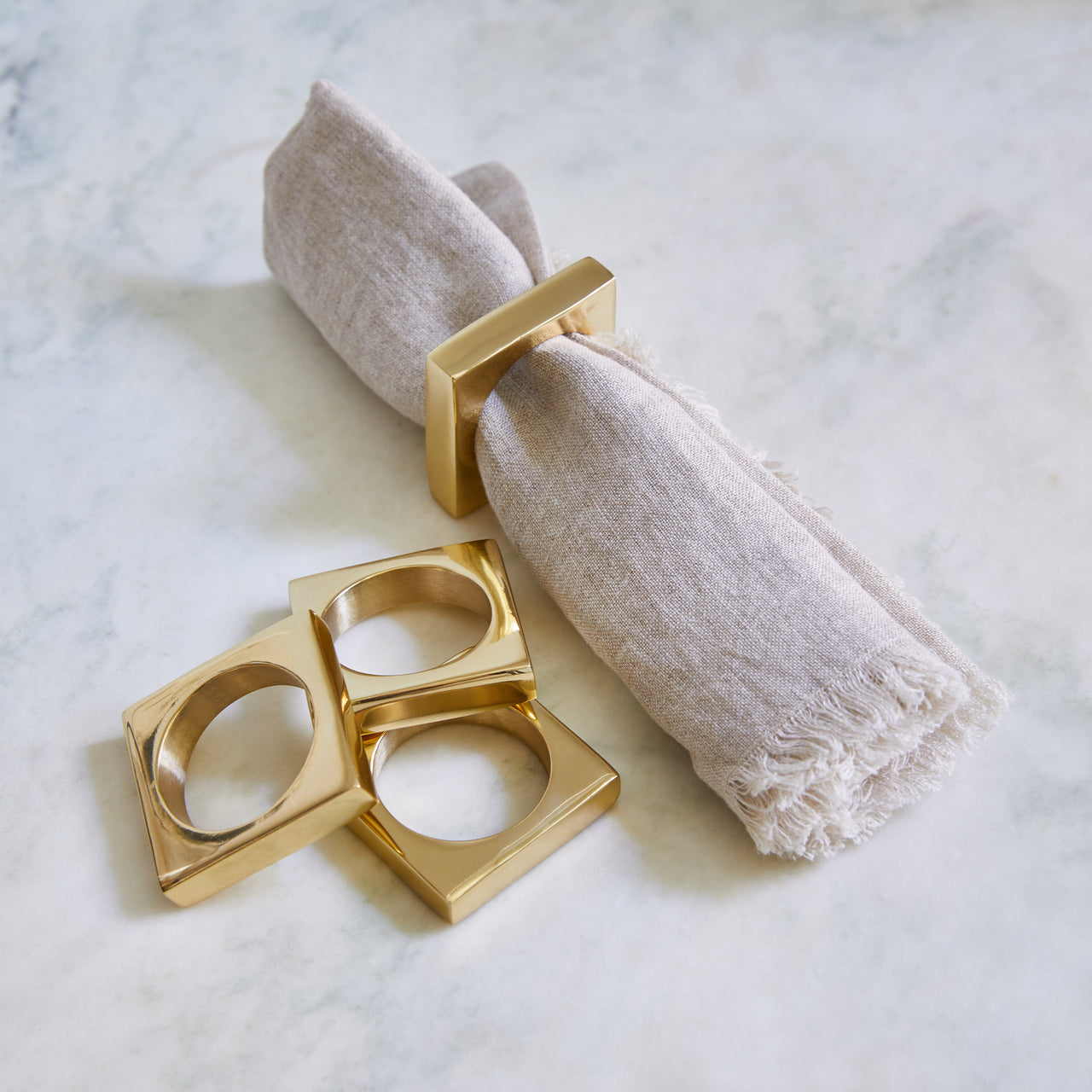 Modernist Napkin Ring Set of 2 - Brass