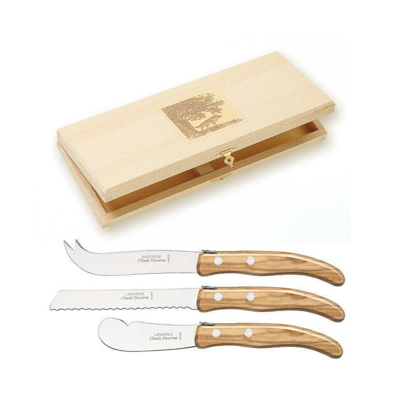Boxed Cheese Knives Set of 3 - Olive Wood