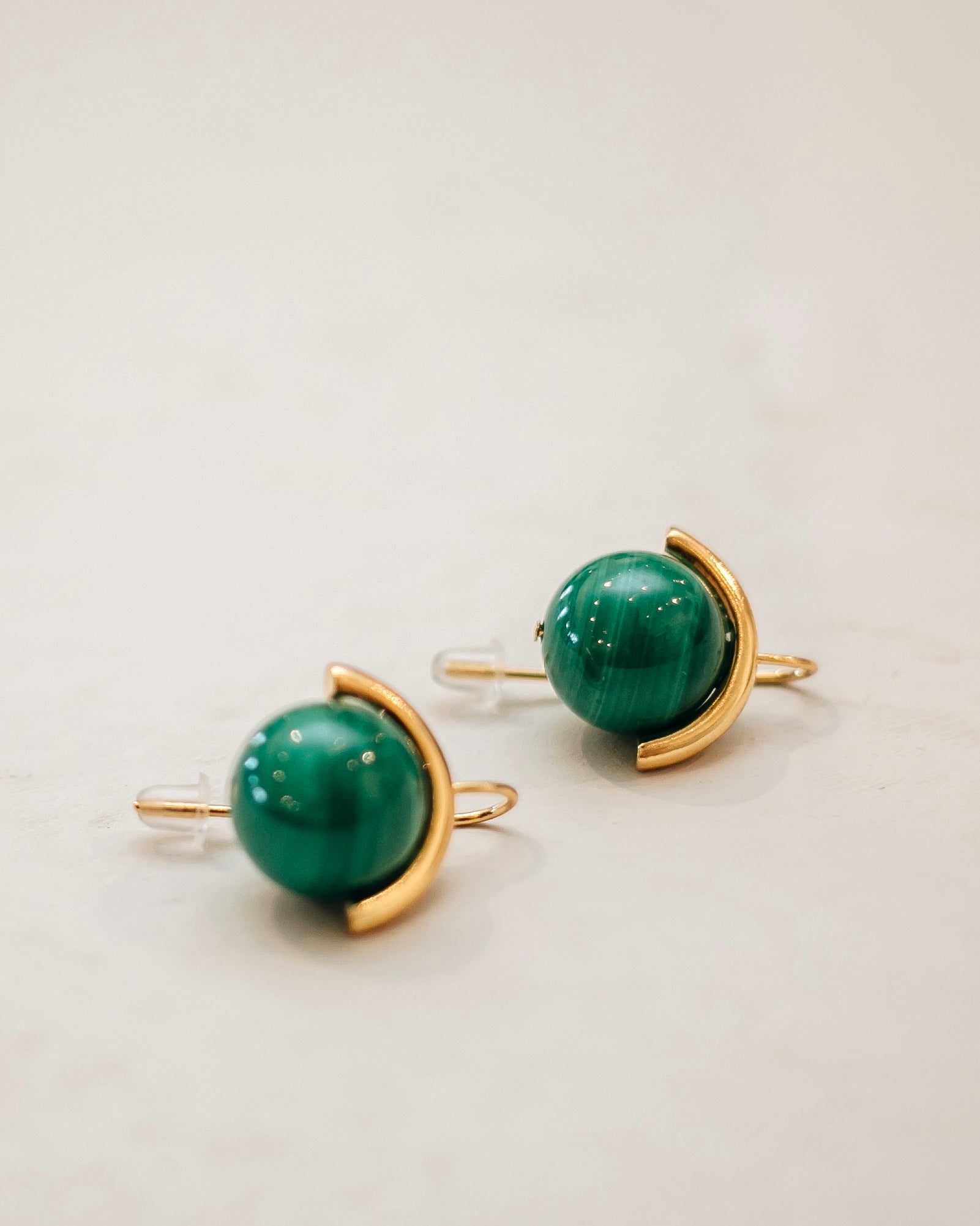 Pearl Sphere Earring - Malachite/Gold