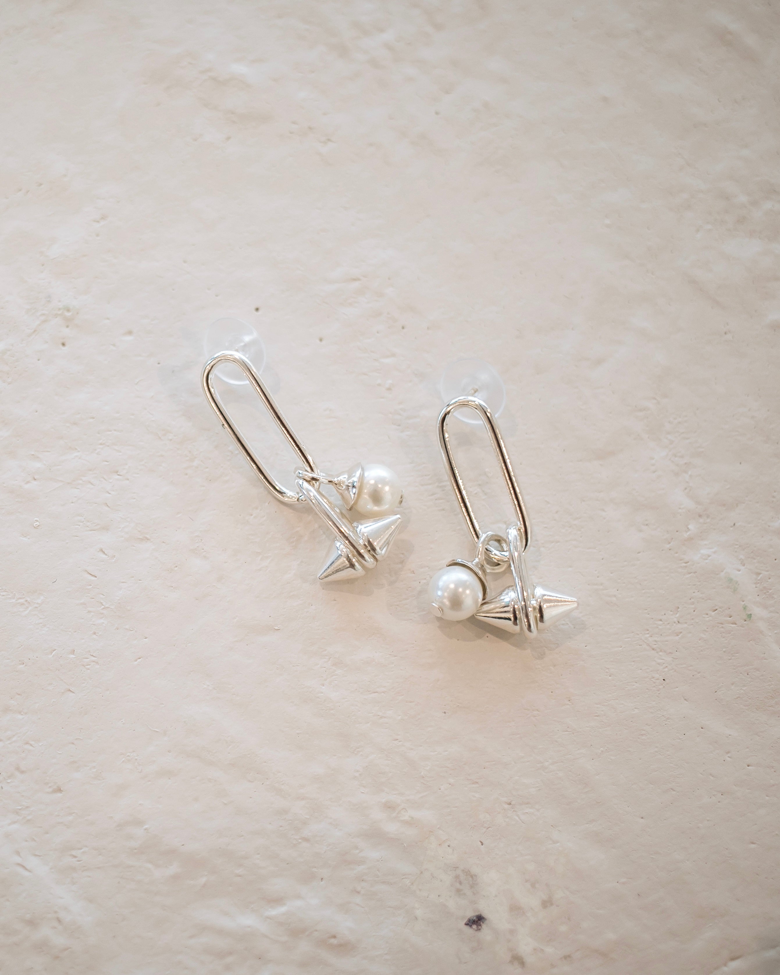 Punk Pearl Earrings - Silver
