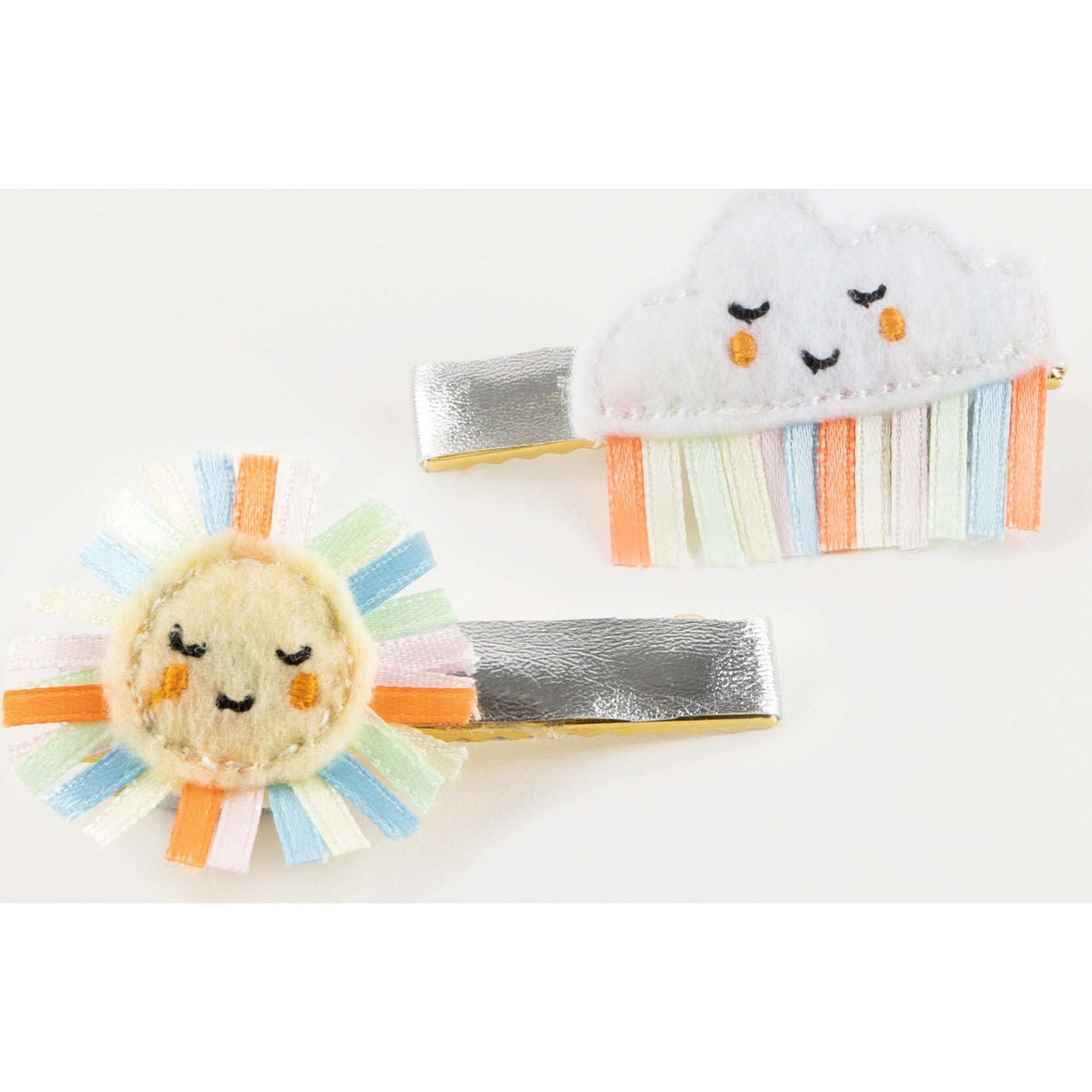 Rainbow Sun and Cloud Hair Clips