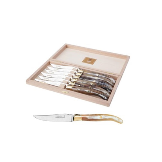Laguiole Steak Knives Box of 6 - Light Horn
